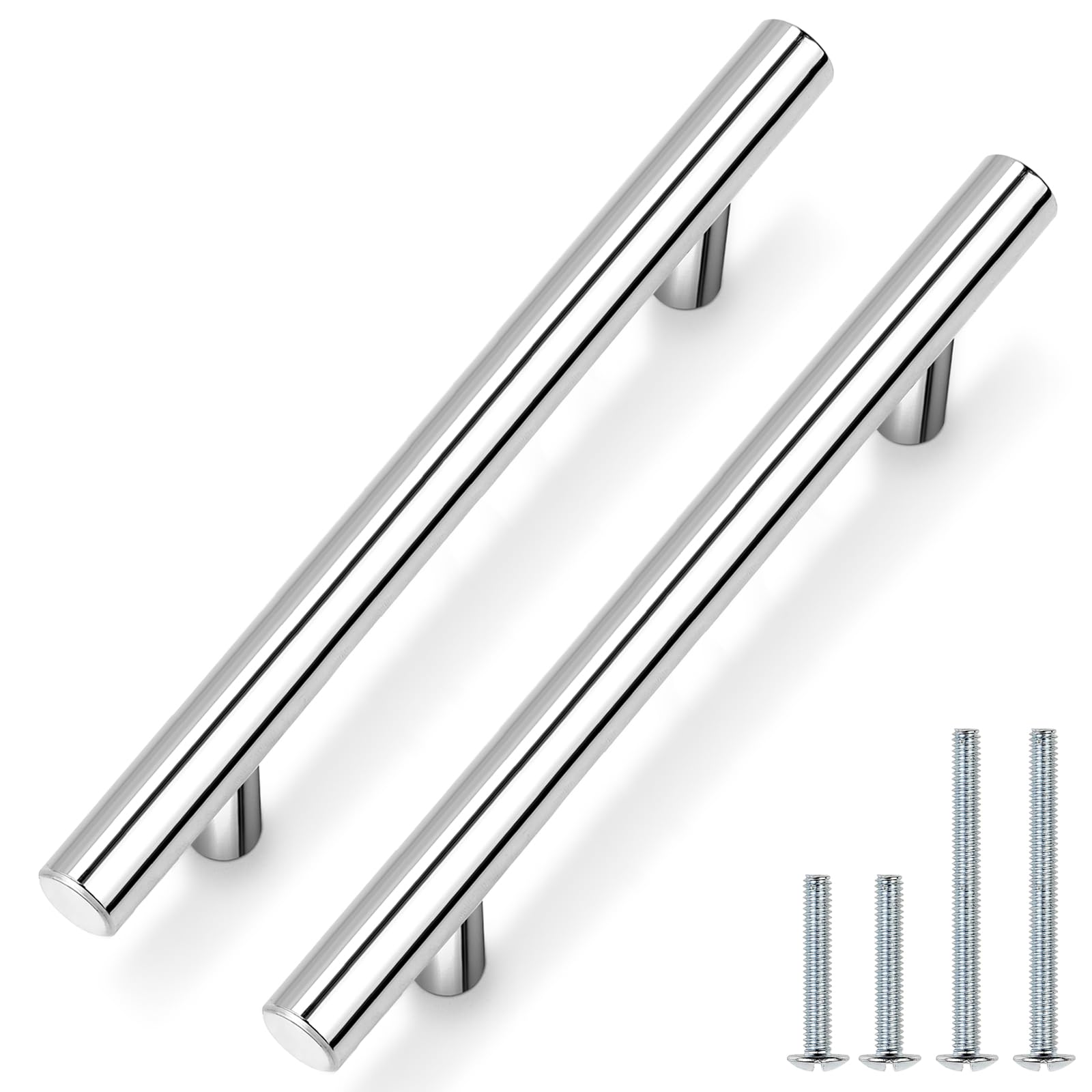 Probrico (30 Pack 3 Inch Hole Centers Kitchen Cabinet Handles Euro T Bar Cabinet Pulls Stainless Steel Kitchen Drawer Handles Brushed Nickel Furniture Dresser Cabinet Hardware, 5 Inch Total Length