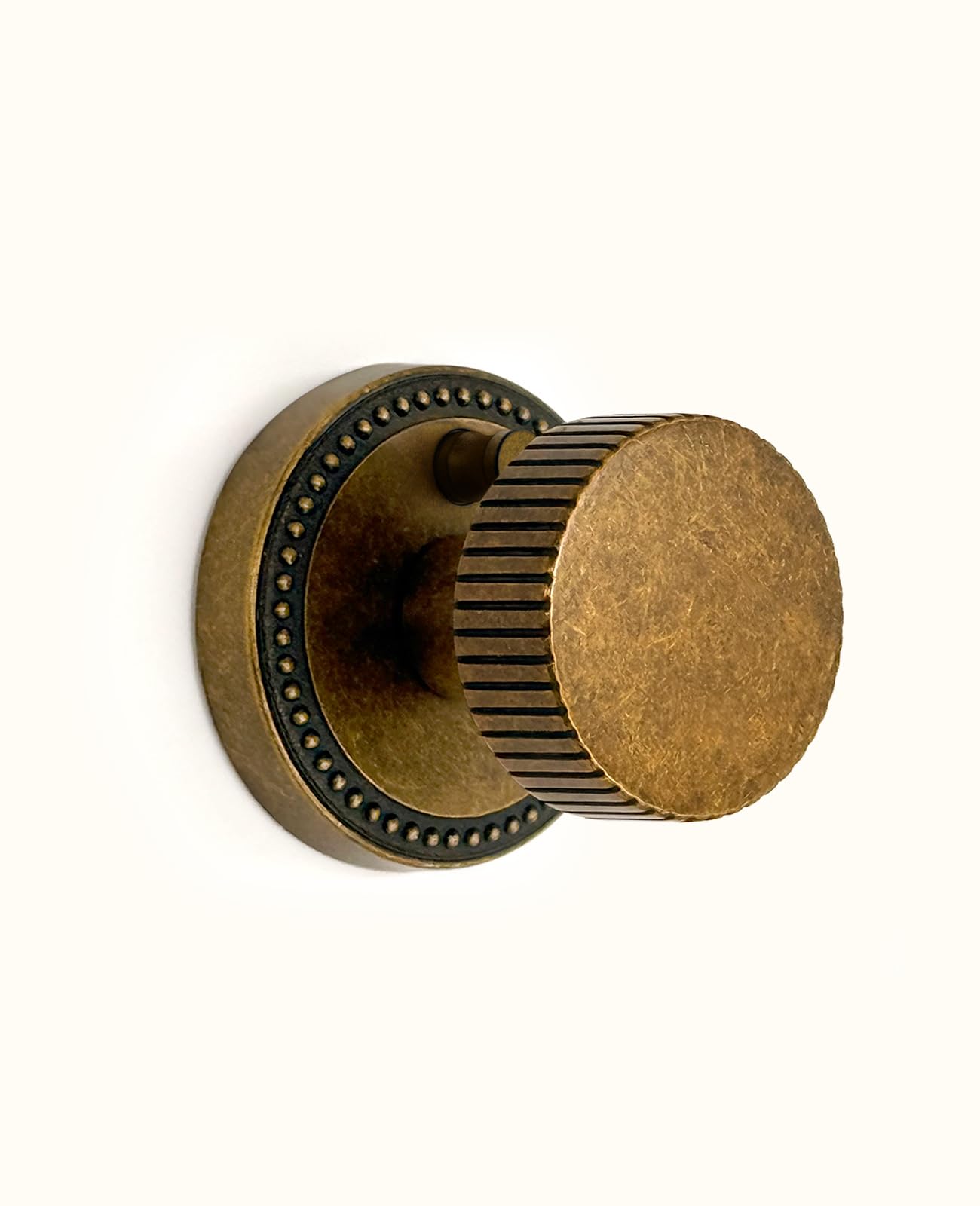 Asidrama 4 Pack Antique Brass Privacy Door Knobs with Lock, Vintage Door Handles with Antique Brass Door Knobs Interior for Bedroom or Bathroom, Heavy Duty Door Lever for Left Right Sided Doors