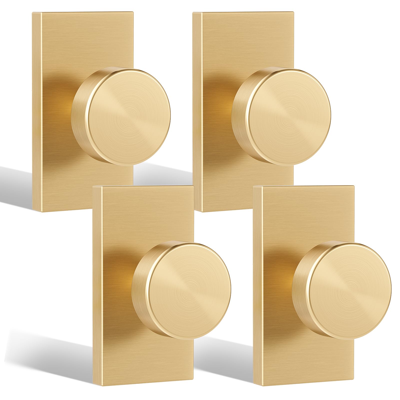 Polished Chrome Door Knobs Interior with Lock, Modern Privacy Door Knob Door Handles for Bathroom Bedroom Round