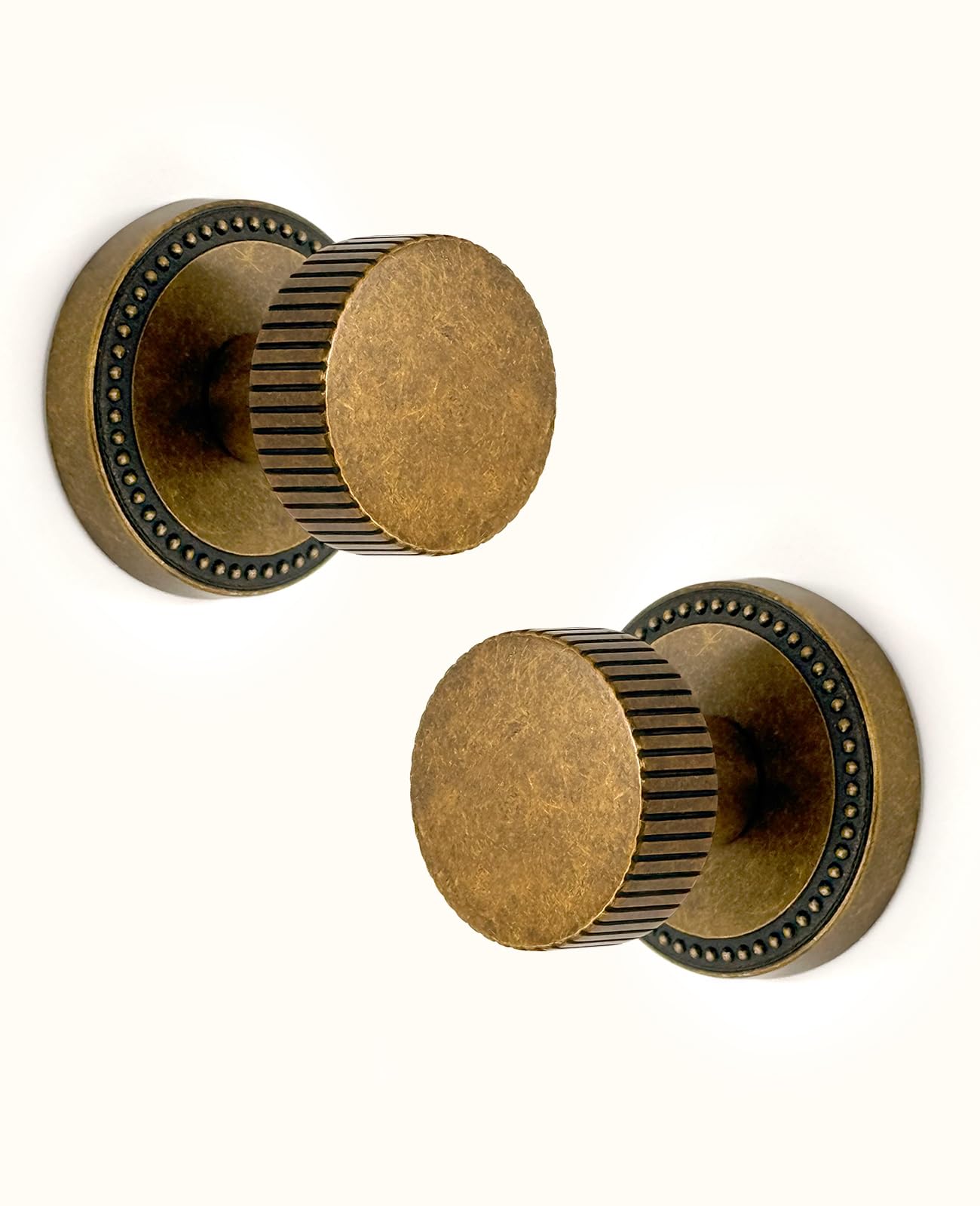 Asidrama 4 Pack Antique Brass Privacy Door Knobs with Lock, Vintage Door Handles with Antique Brass Door Knobs Interior for Bedroom or Bathroom, Heavy Duty Door Lever for Left Right Sided Doors