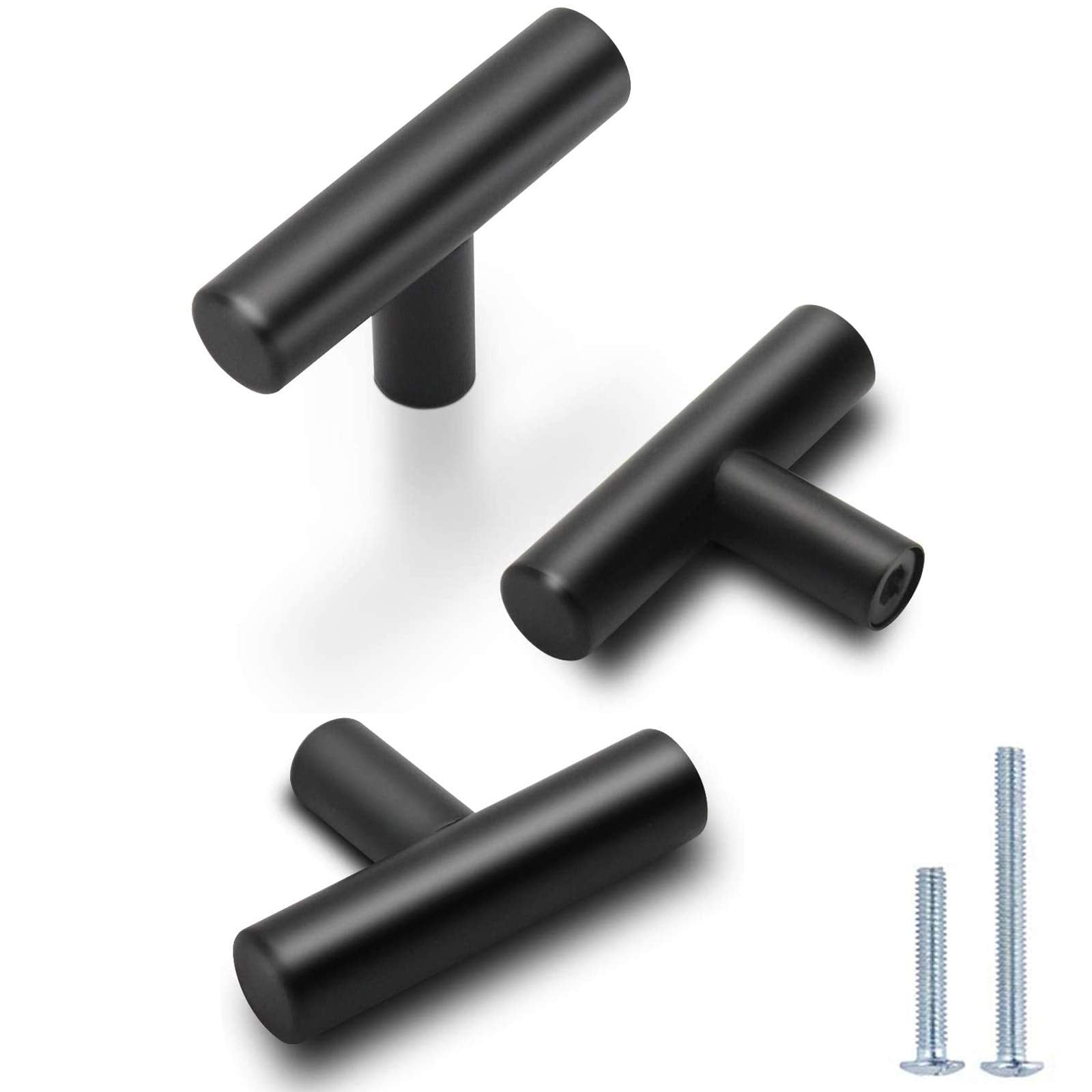 Probrico (30 Pack 3 Inch Hole Centers Kitchen Cabinet Handles Euro T Bar Cabinet Pulls Stainless Steel Kitchen Drawer Handles Brushed Nickel Furniture Dresser Cabinet Hardware, 5 Inch Total Length