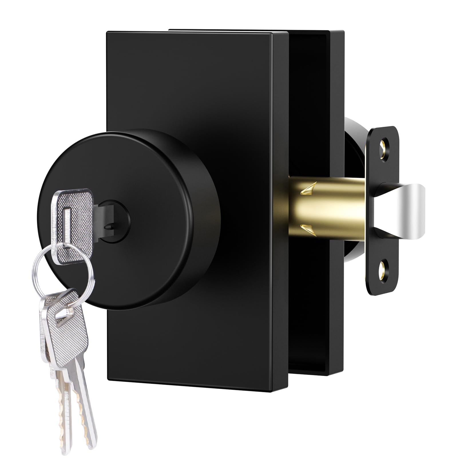 Polished Chrome Door Knobs Interior with Lock, Modern Privacy Door Knob Door Handles for Bathroom Bedroom Round