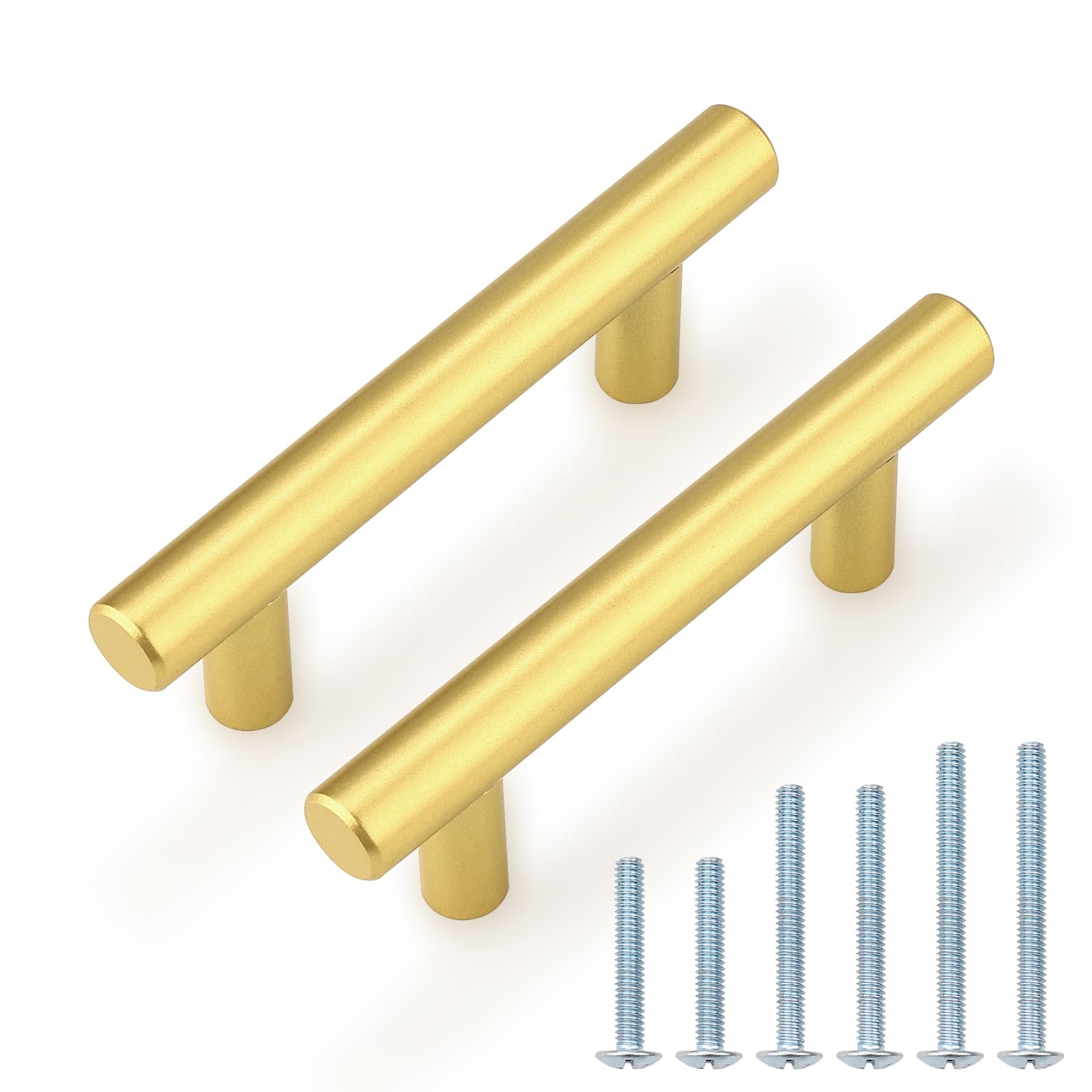 Probrico (30 Pack 3 Inch Hole Centers Kitchen Cabinet Handles Euro T Bar Cabinet Pulls Stainless Steel Kitchen Drawer Handles Brushed Nickel Furniture Dresser Cabinet Hardware, 5 Inch Total Length