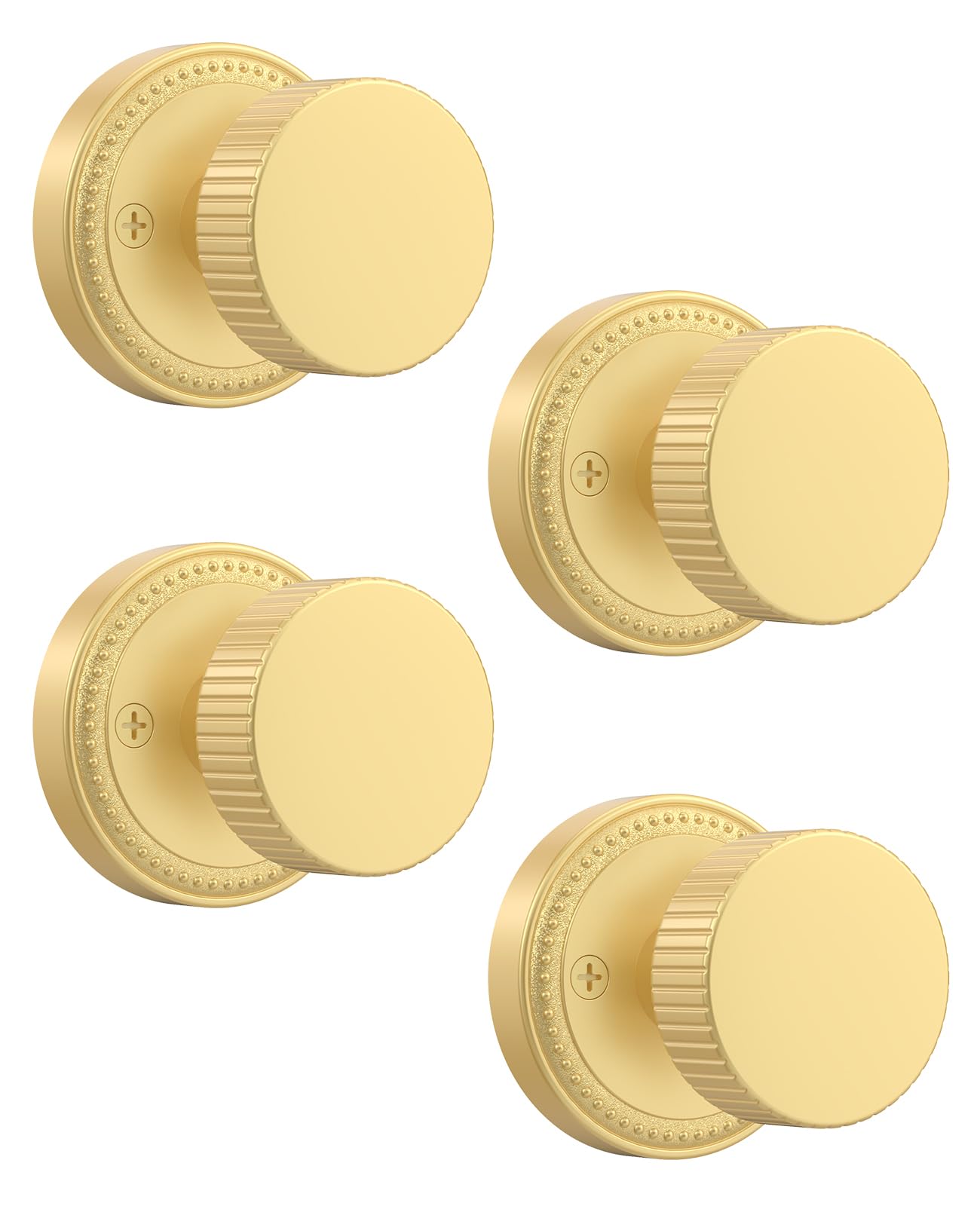 Asidrama 4 Pack Antique Brass Privacy Door Knobs with Lock, Vintage Door Handles with Antique Brass Door Knobs Interior for Bedroom or Bathroom, Heavy Duty Door Lever for Left Right Sided Doors