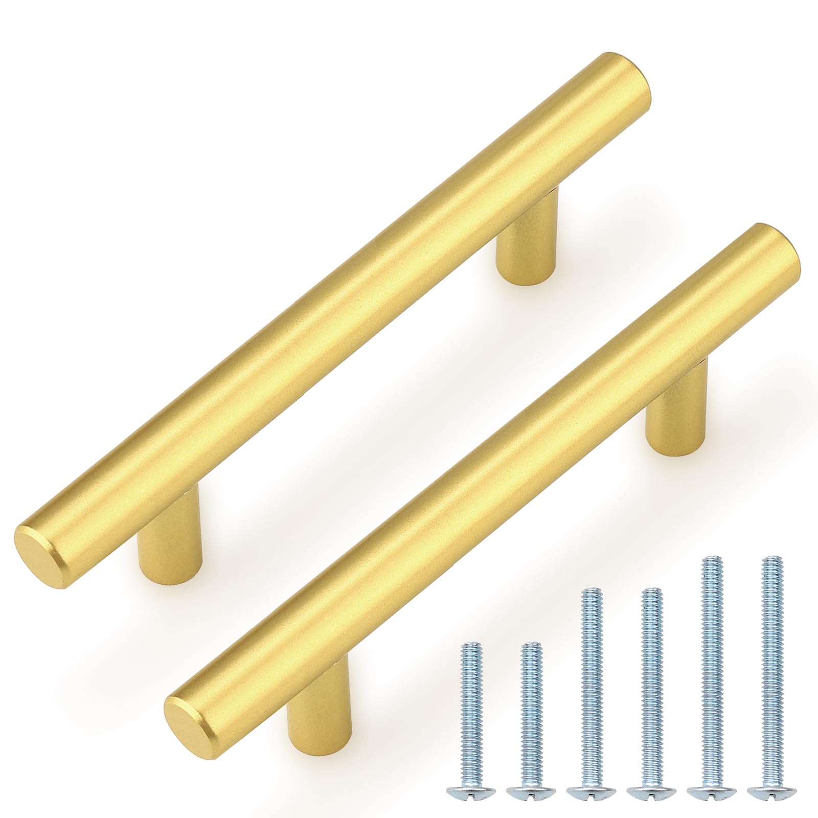 Probrico (30 Pack 3 Inch Hole Centers Kitchen Cabinet Handles Euro T Bar Cabinet Pulls Stainless Steel Kitchen Drawer Handles Brushed Nickel Furniture Dresser Cabinet Hardware, 5 Inch Total Length