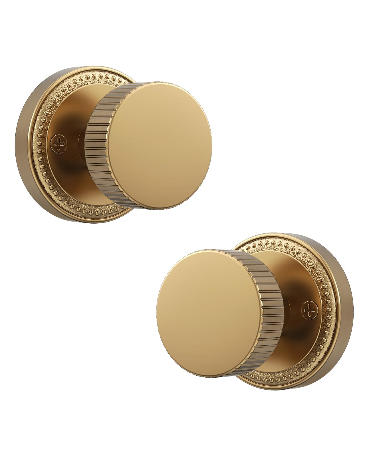 Asidrama 4 Pack Antique Brass Privacy Door Knobs with Lock, Vintage Door Handles with Antique Brass Door Knobs Interior for Bedroom or Bathroom, Heavy Duty Door Lever for Left Right Sided Doors