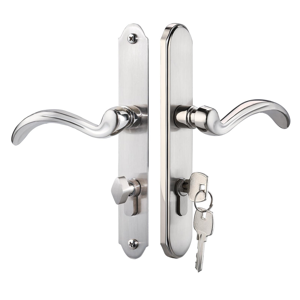 MaxxGeek Storm Door Handle Accessory Set fit Pella Storm Door Handle Replacement Part, with Key and Lock Cylinder, Mortise Lock Not Included (Polished Gold)