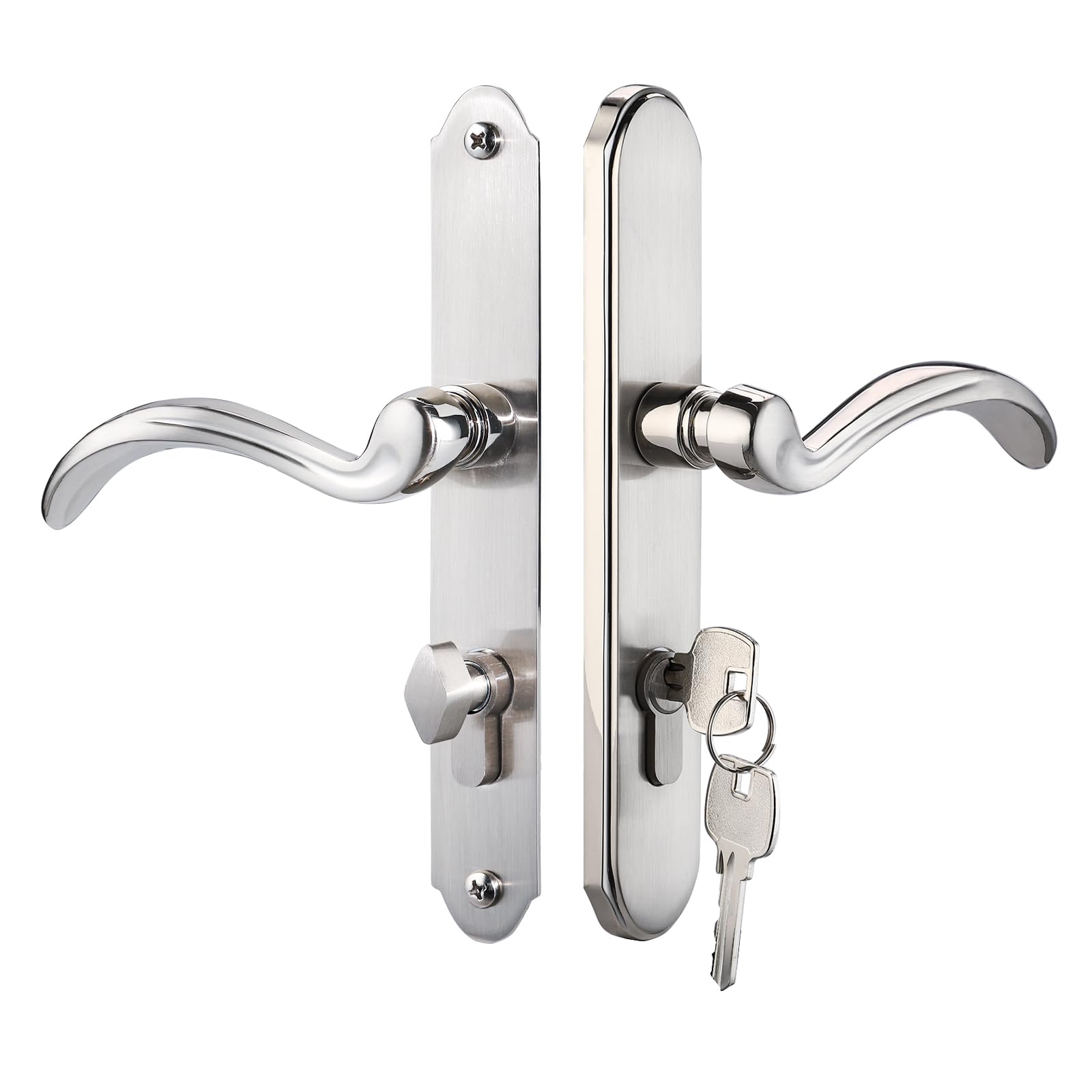 MaxxGeek Storm Door Handle Accessory Set fit Pella Storm Door Handle Replacement Part, with Key and Lock Cylinder, Mortise Lock Not Included (Polished Gold)