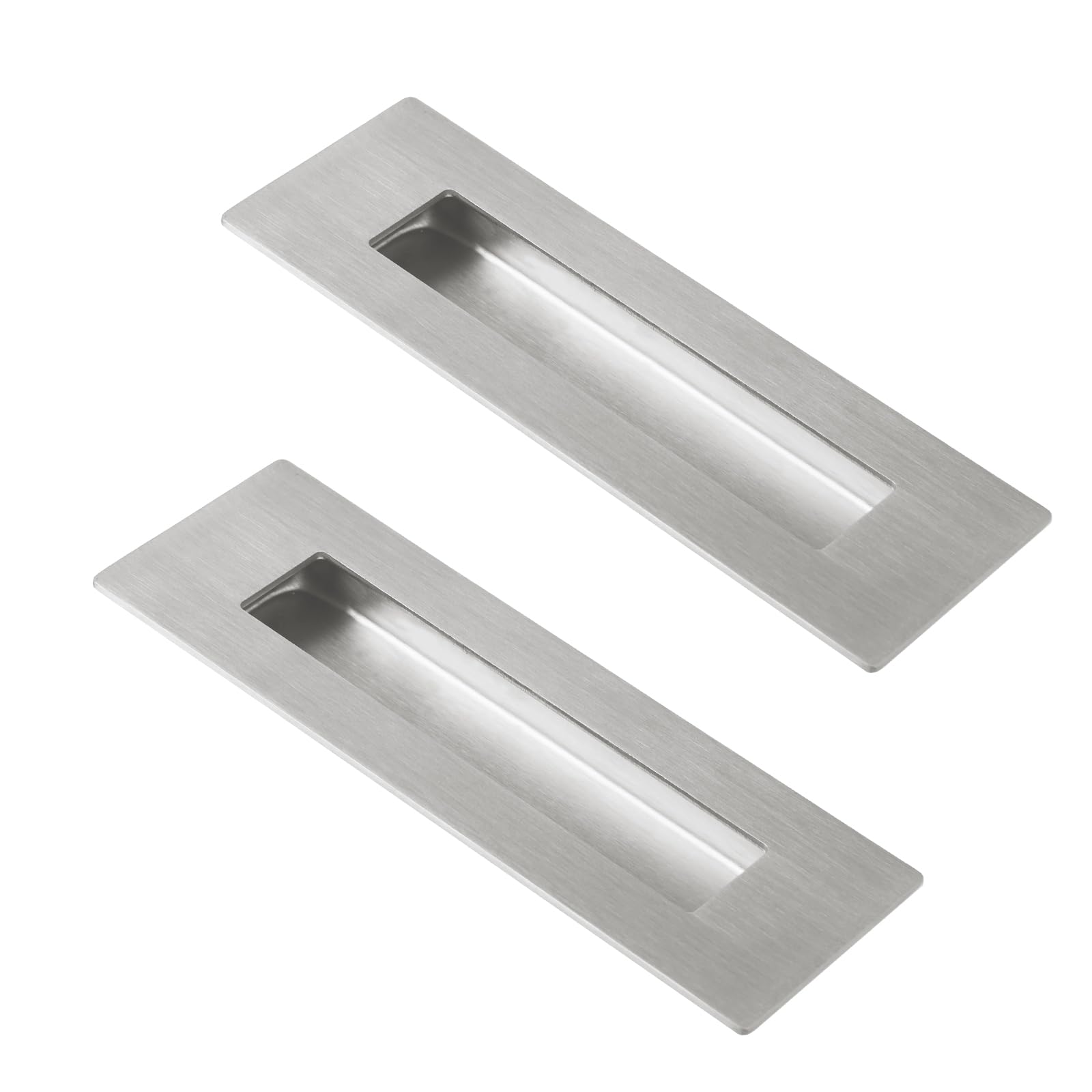 HOMOTEK 2 Pack 120mm Flush Sliding Closet Door Pulls, Recessed Finger Pulls for Sliding Barn Bypass Door Handles, Cabinet Drawer Rectangular Invisible Pull- Small Size 4.75 in, Brushed Gold