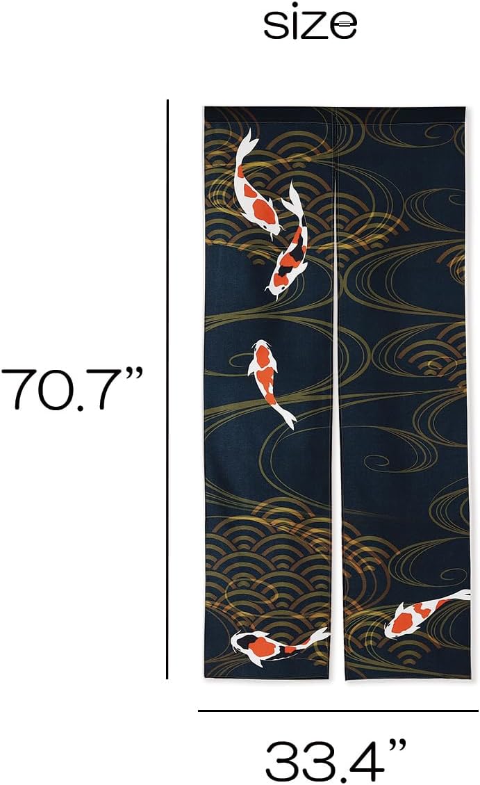 next.design Noren Japanese Style Doorway Curtain with a Picture of Nishiki Carp Nishikigoi Printed on it (pattern1)