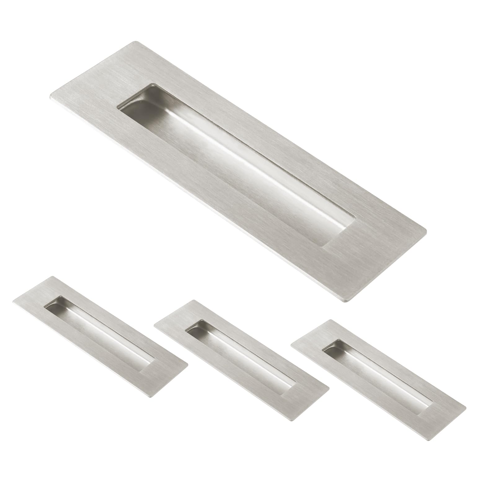 HOMOTEK 2 Pack 120mm Flush Sliding Closet Door Pulls, Recessed Finger Pulls for Sliding Barn Bypass Door Handles, Cabinet Drawer Rectangular Invisible Pull- Small Size 4.75 in, Brushed Gold
