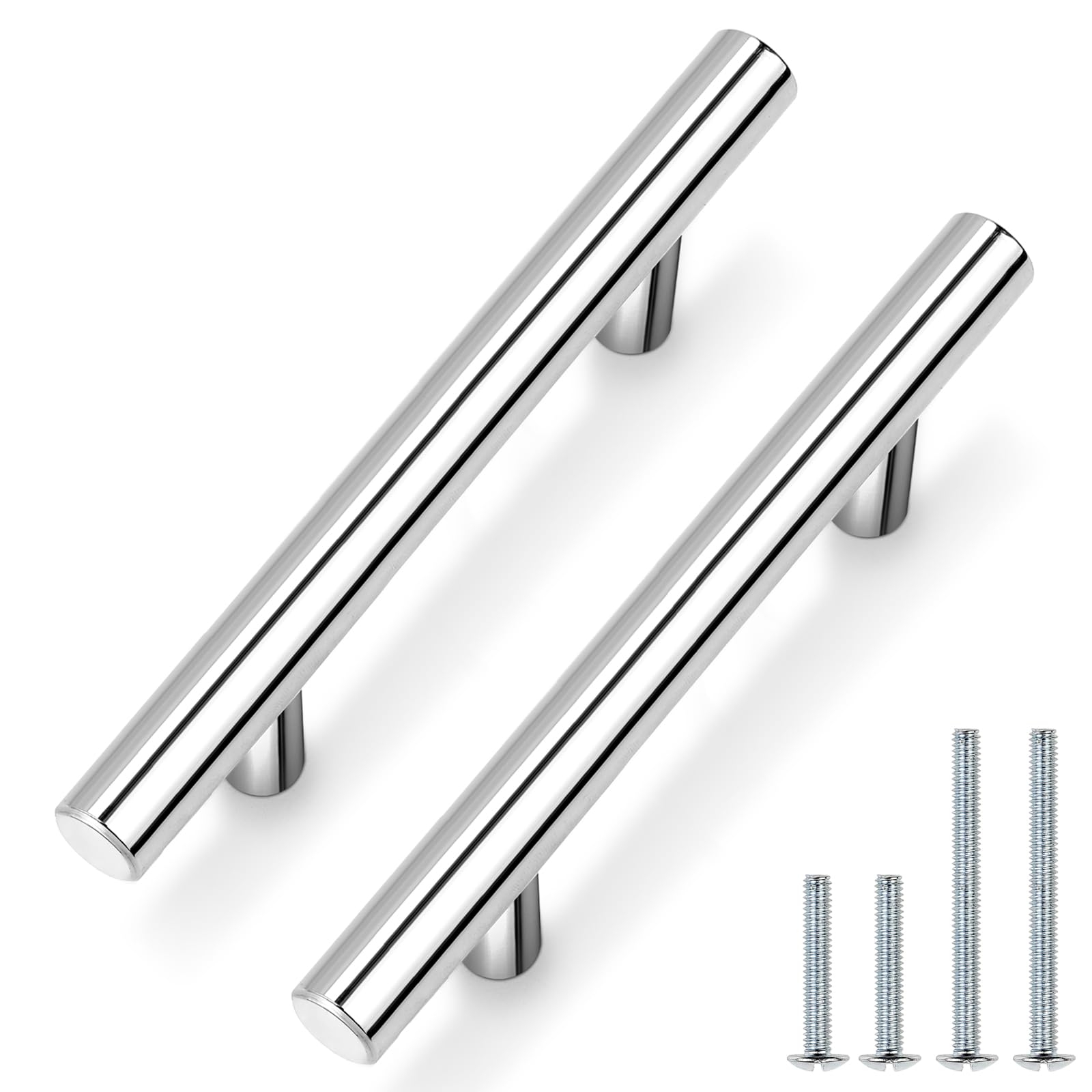 Probrico (30 Pack 3 Inch Hole Centers Kitchen Cabinet Handles Euro T Bar Cabinet Pulls Stainless Steel Kitchen Drawer Handles Brushed Nickel Furniture Dresser Cabinet Hardware, 5 Inch Total Length