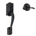 Schlage FE285 CAM 505 GEO 605 Camelot Front Entry Handleset with Georgian Knob, Lower Half Grip, Bright Brass