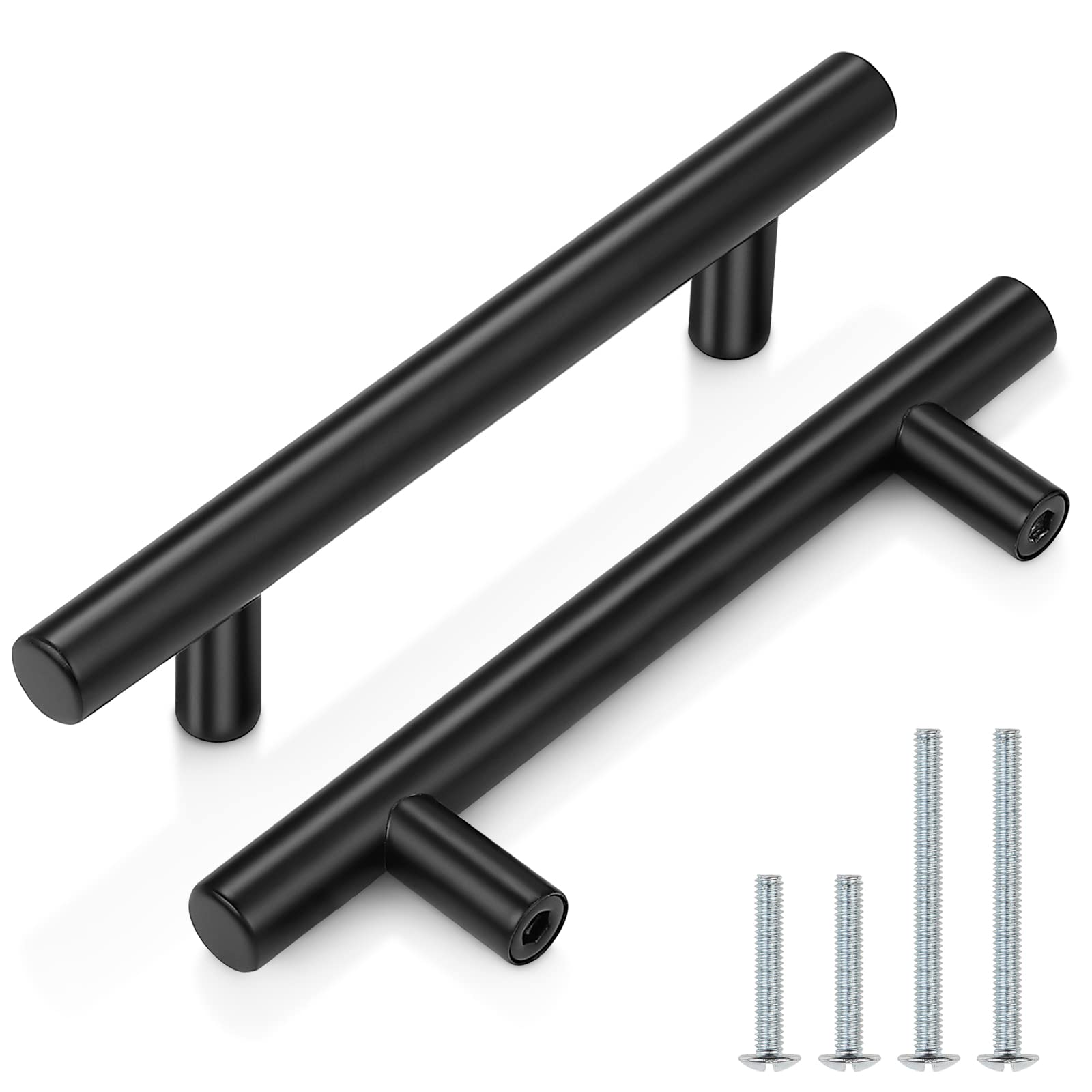 Probrico (30 Pack 3 Inch Hole Centers Kitchen Cabinet Handles Euro T Bar Cabinet Pulls Stainless Steel Kitchen Drawer Handles Brushed Nickel Furniture Dresser Cabinet Hardware, 5 Inch Total Length