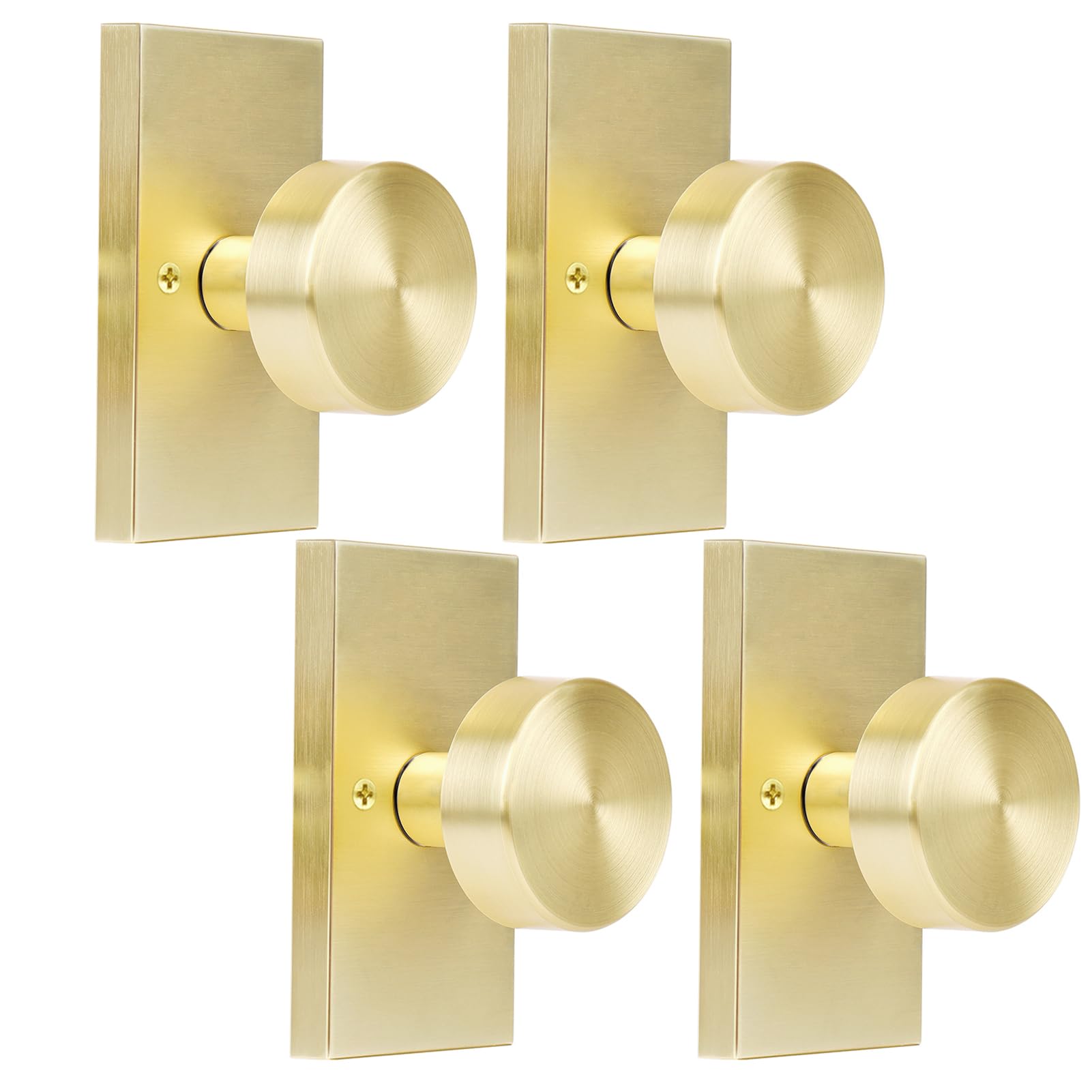 Polished Chrome Door Knobs Interior with Lock, Modern Privacy Door Knob Door Handles for Bathroom Bedroom Round