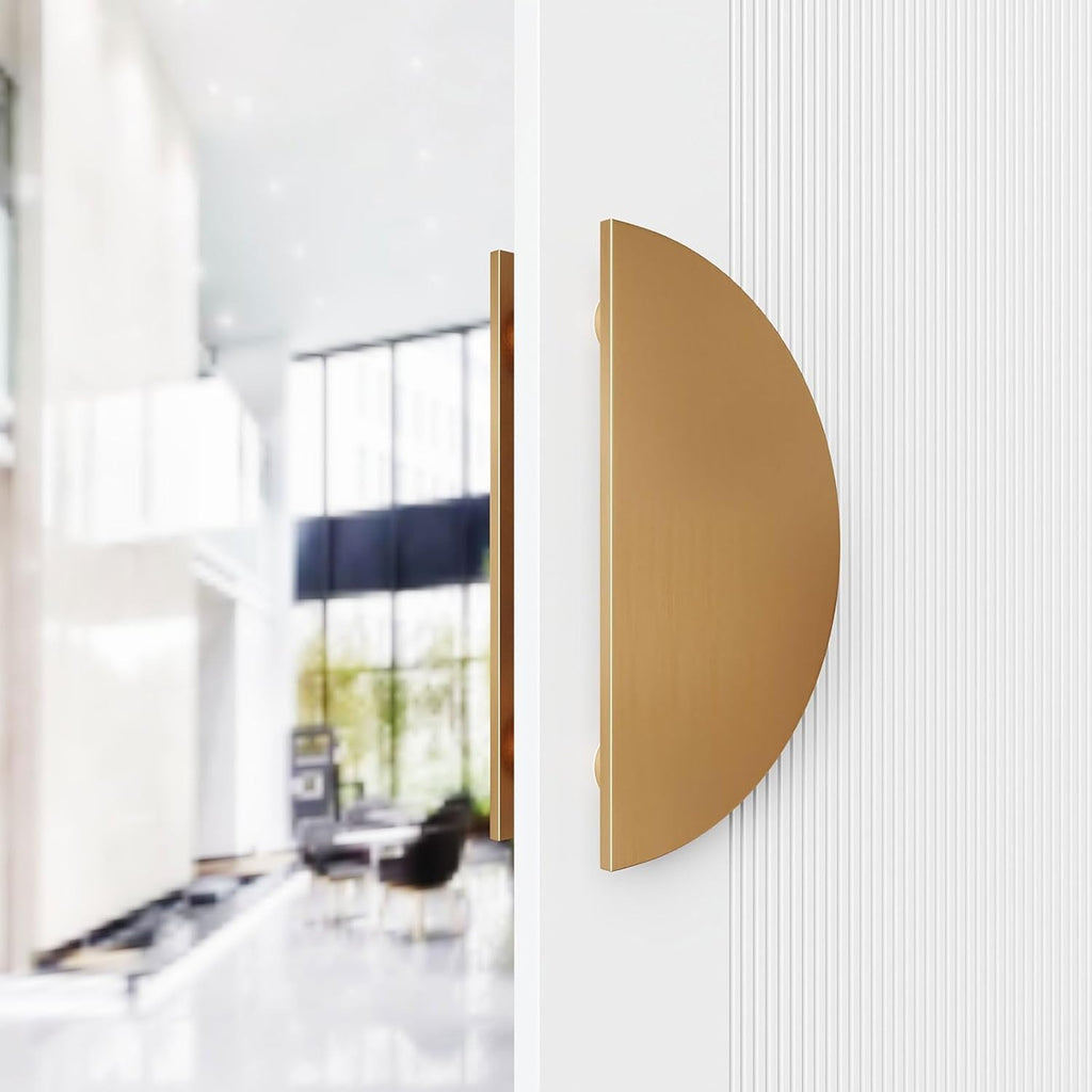 Half-Round Pull Handle, Double-Sided Heavy-Duty Aluminum Push-Pull Handle, Commercial-Grade Glass Door Handle, Barn Door Handle, for Wooden Doors(Gold, Dia 7.9in)
