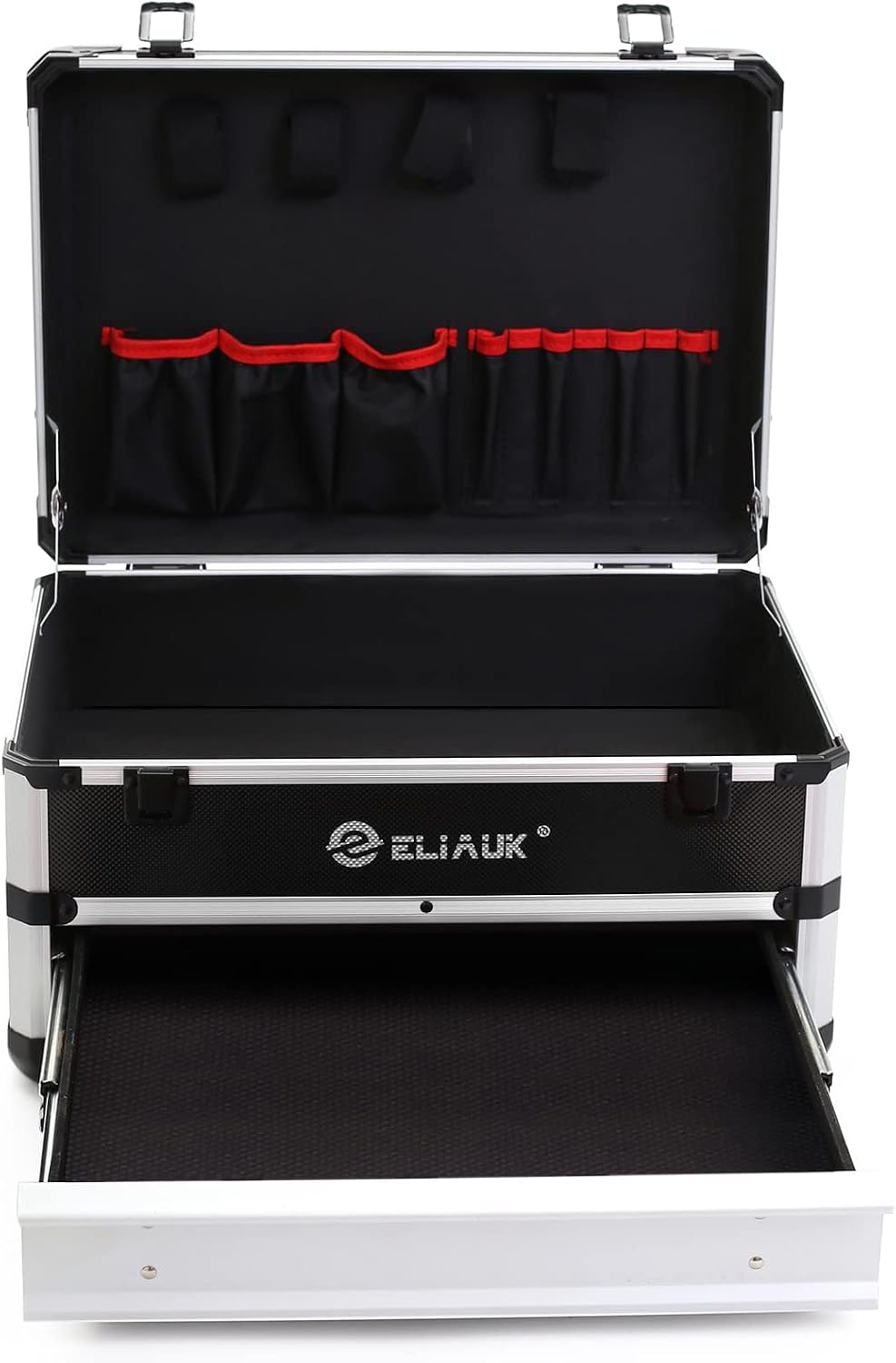 ELIAUK Tool Box Hard Case Tool Organizer Storage Cabinet Carry Case Tool box with Drawers(Silver)