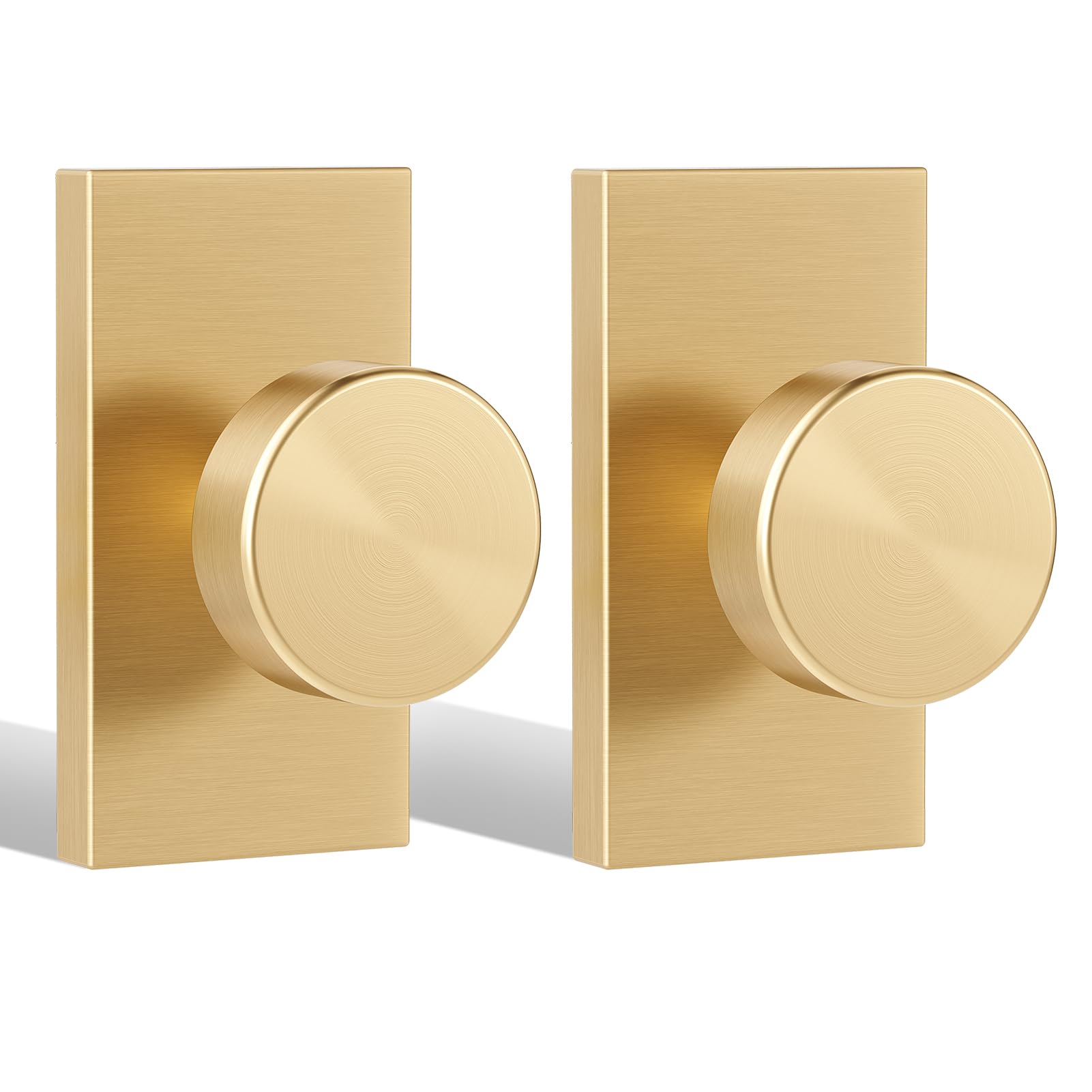 Polished Chrome Door Knobs Interior with Lock, Modern Privacy Door Knob Door Handles for Bathroom Bedroom Round