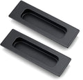 HOMOTEK 2 Pack 120mm Flush Sliding Closet Door Pulls, Recessed Finger Pulls for Sliding Barn Bypass Door Handles, Cabinet Drawer Rectangular Invisible Pull- Small Size 4.75 in, Brushed Gold