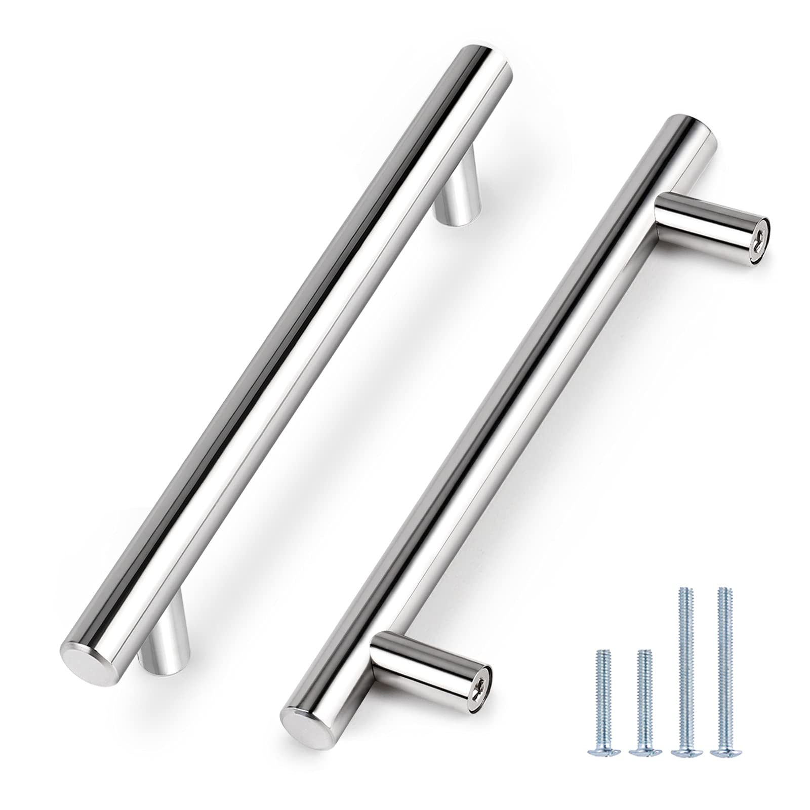 Probrico (30 Pack 3 Inch Hole Centers Kitchen Cabinet Handles Euro T Bar Cabinet Pulls Stainless Steel Kitchen Drawer Handles Brushed Nickel Furniture Dresser Cabinet Hardware, 5 Inch Total Length