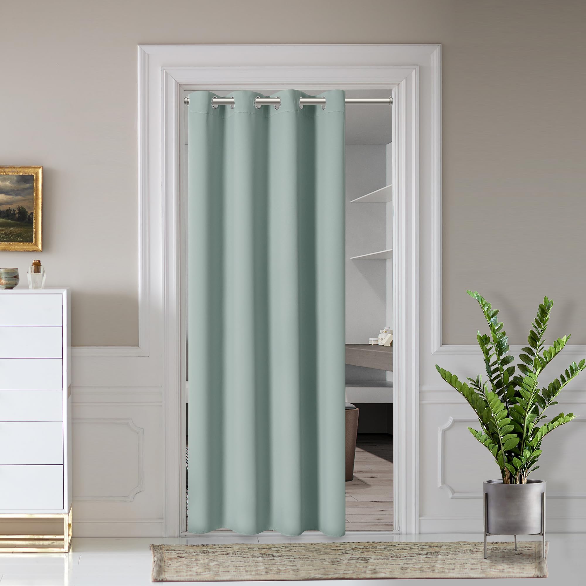 AOSKY Door Curtains for Doorway Privacy, White Grommet Closet Curtains for Bedroom, Door Window Curtain, Light Blocking Thermal Insulation Drapes for Living Room Set of 1 Panels, 25" W x 80" L