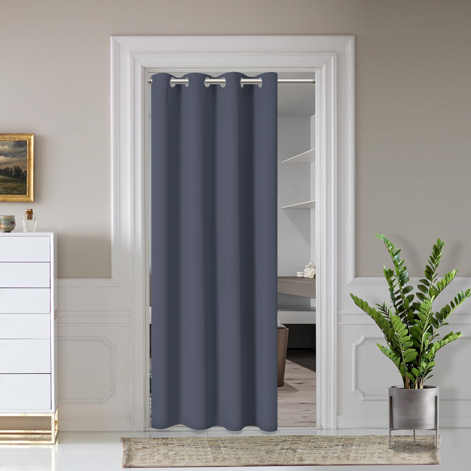 AOSKY Door Curtains for Doorway Privacy, White Grommet Closet Curtains for Bedroom, Door Window Curtain, Light Blocking Thermal Insulation Drapes for Living Room Set of 1 Panels, 25" W x 80" L