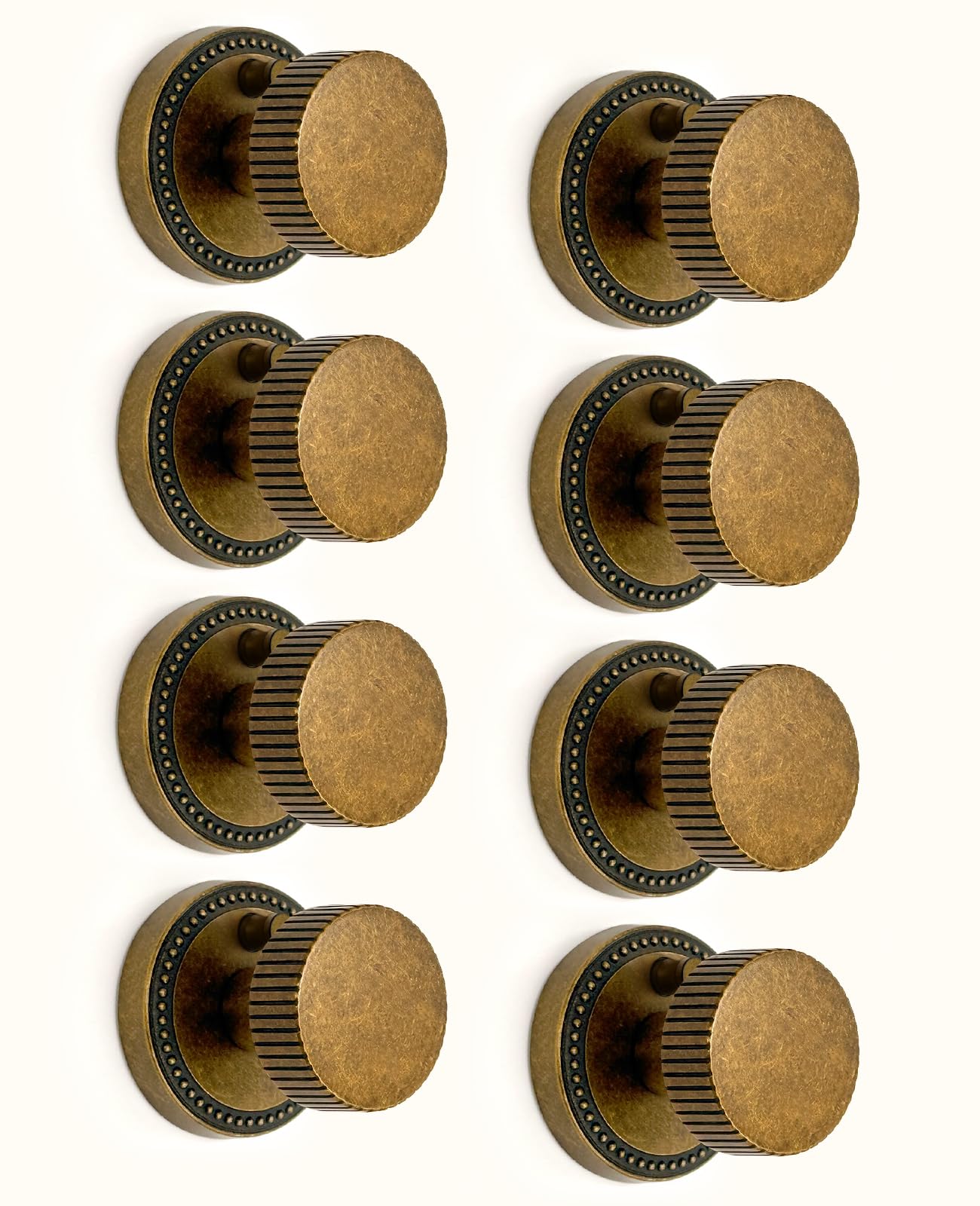 Asidrama 4 Pack Antique Brass Privacy Door Knobs with Lock, Vintage Door Handles with Antique Brass Door Knobs Interior for Bedroom or Bathroom, Heavy Duty Door Lever for Left Right Sided Doors