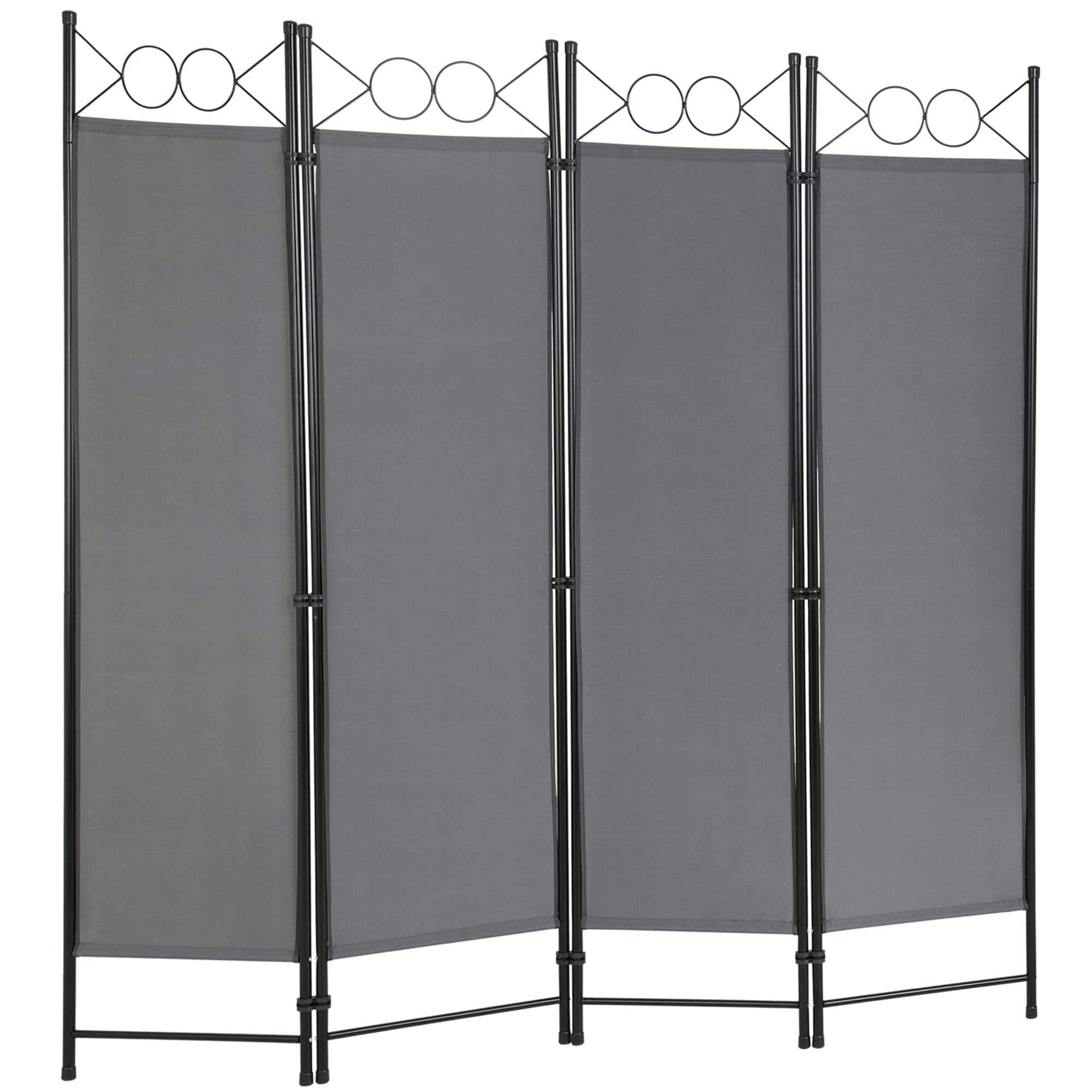 PayLessHere 4 Panel Room Divider 6FT Steel Frame Screen Folding Privacy Divider Freestanding Partition for Home Office Bedroom (Black)