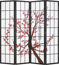 FDW Room Divider 6Ft Folding Privacy Divider 4 Panel Oriental Shoji Screen Wall Divider Wood Divider Portable Freestanding Partition Screen,White