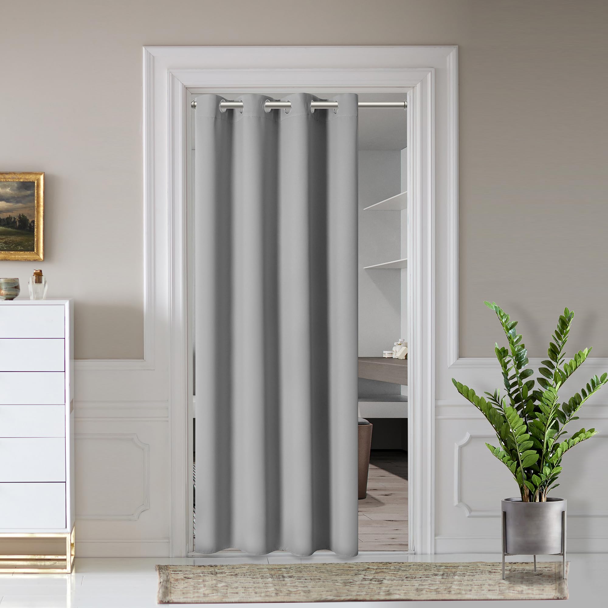 AOSKY Door Curtains for Doorway Privacy, White Grommet Closet Curtains for Bedroom, Door Window Curtain, Light Blocking Thermal Insulation Drapes for Living Room Set of 1 Panels, 25" W x 80" L