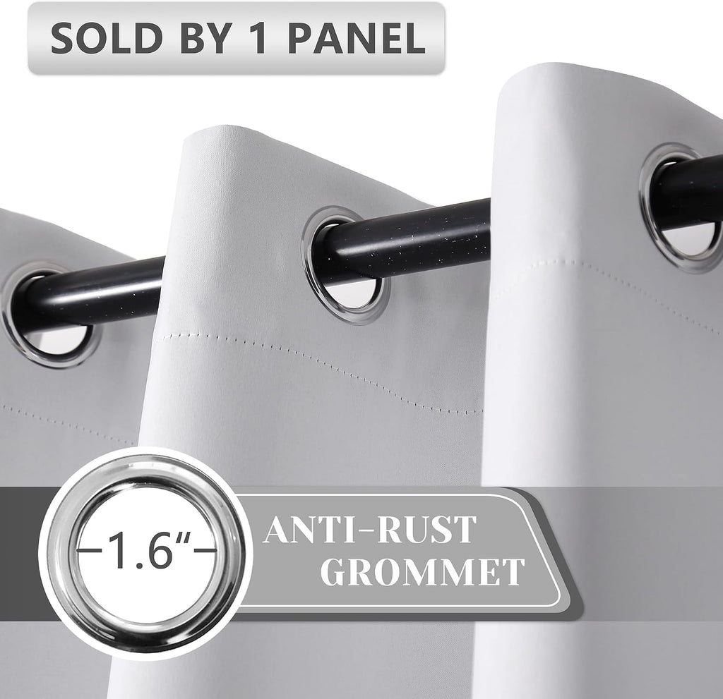 AOSKY Door Curtains for Doorway Privacy, White Grommet Closet Curtains for Bedroom, Door Window Curtain, Light Blocking Thermal Insulation Drapes for Living Room Set of 1 Panels, 25" W x 80" L