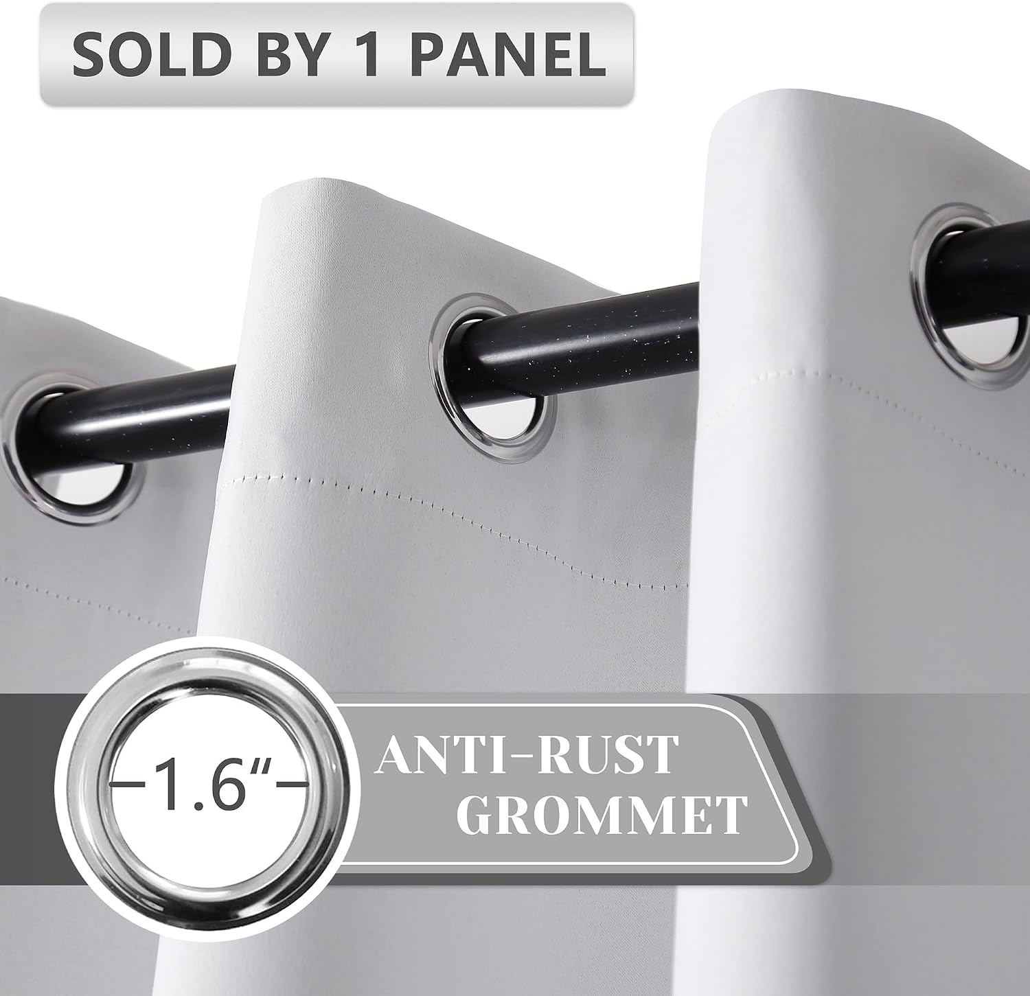 AOSKY Door Curtains for Doorway Privacy, White Grommet Closet Curtains for Bedroom, Door Window Curtain, Light Blocking Thermal Insulation Drapes for Living Room Set of 1 Panels, 25" W x 80" L