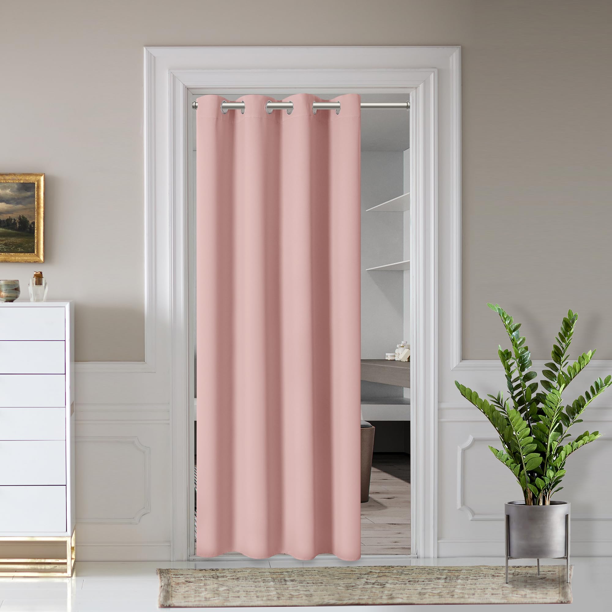 AOSKY Door Curtains for Doorway Privacy, White Grommet Closet Curtains for Bedroom, Door Window Curtain, Light Blocking Thermal Insulation Drapes for Living Room Set of 1 Panels, 25" W x 80" L