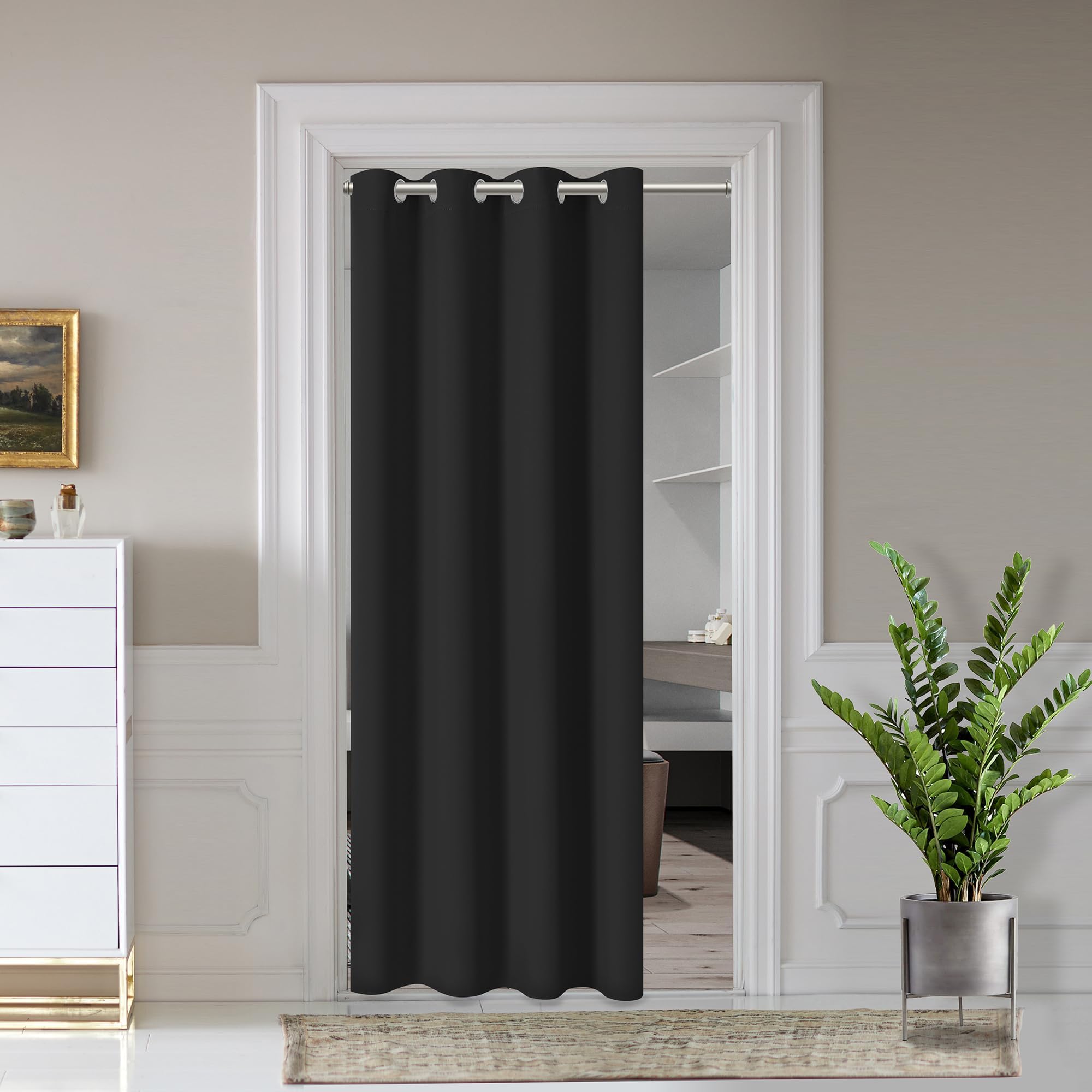 AOSKY Door Curtains for Doorway Privacy, White Grommet Closet Curtains for Bedroom, Door Window Curtain, Light Blocking Thermal Insulation Drapes for Living Room Set of 1 Panels, 25" W x 80" L