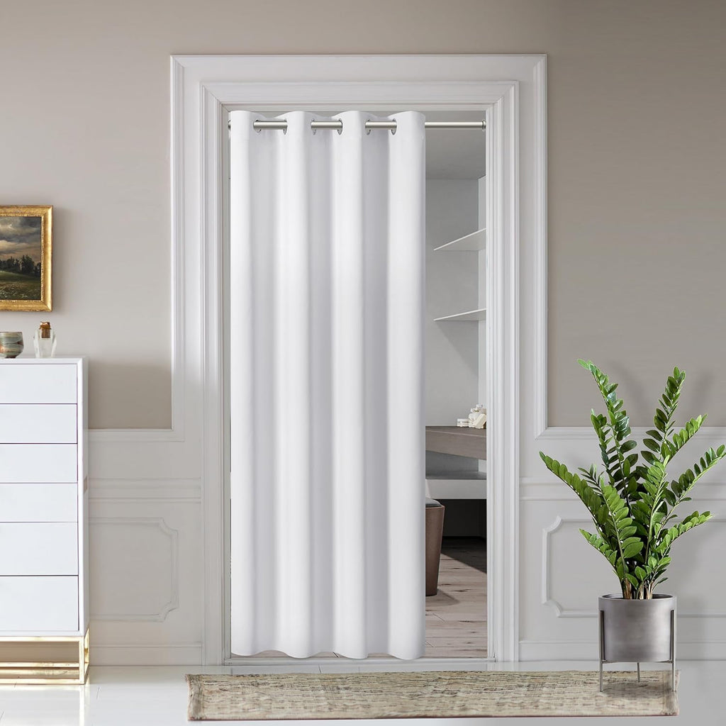 AOSKY Door Curtains for Doorway Privacy, White Grommet Closet Curtains for Bedroom, Door Window Curtain, Light Blocking Thermal Insulation Drapes for Living Room Set of 1 Panels, 25" W x 80" L