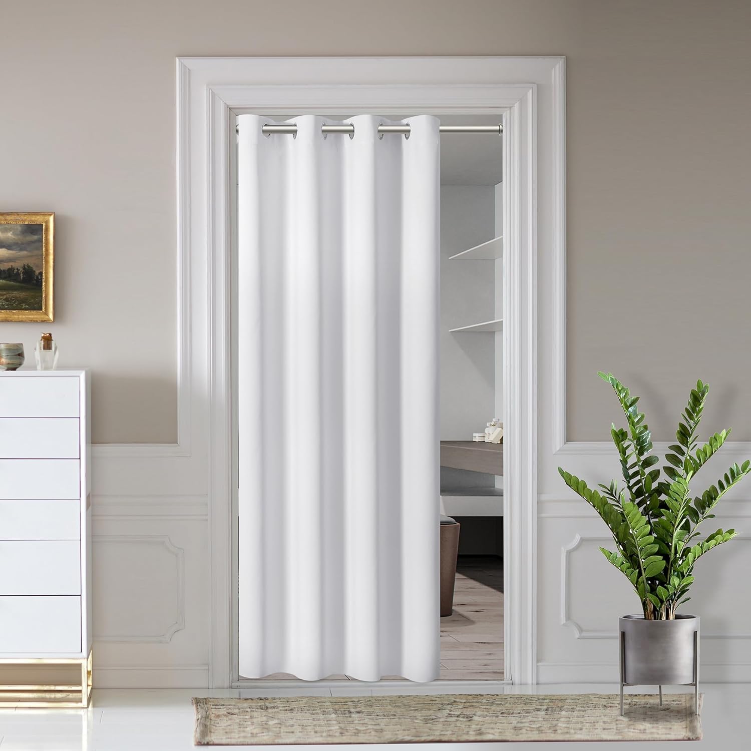 AOSKY Door Curtains for Doorway Privacy, White Grommet Closet Curtains for Bedroom, Door Window Curtain, Light Blocking Thermal Insulation Drapes for Living Room Set of 1 Panels, 25" W x 80" L