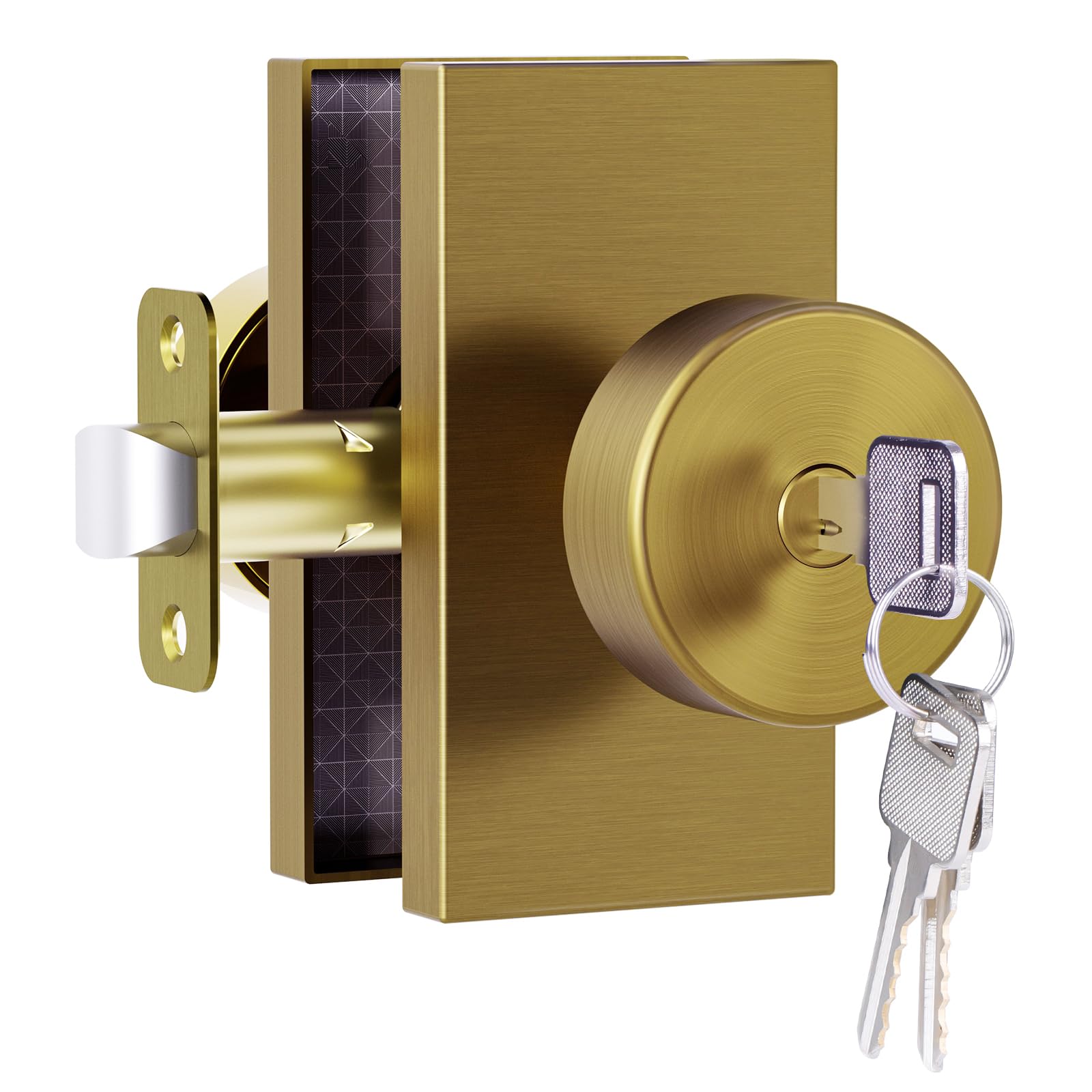 Polished Chrome Door Knobs Interior with Lock, Modern Privacy Door Knob Door Handles for Bathroom Bedroom Round