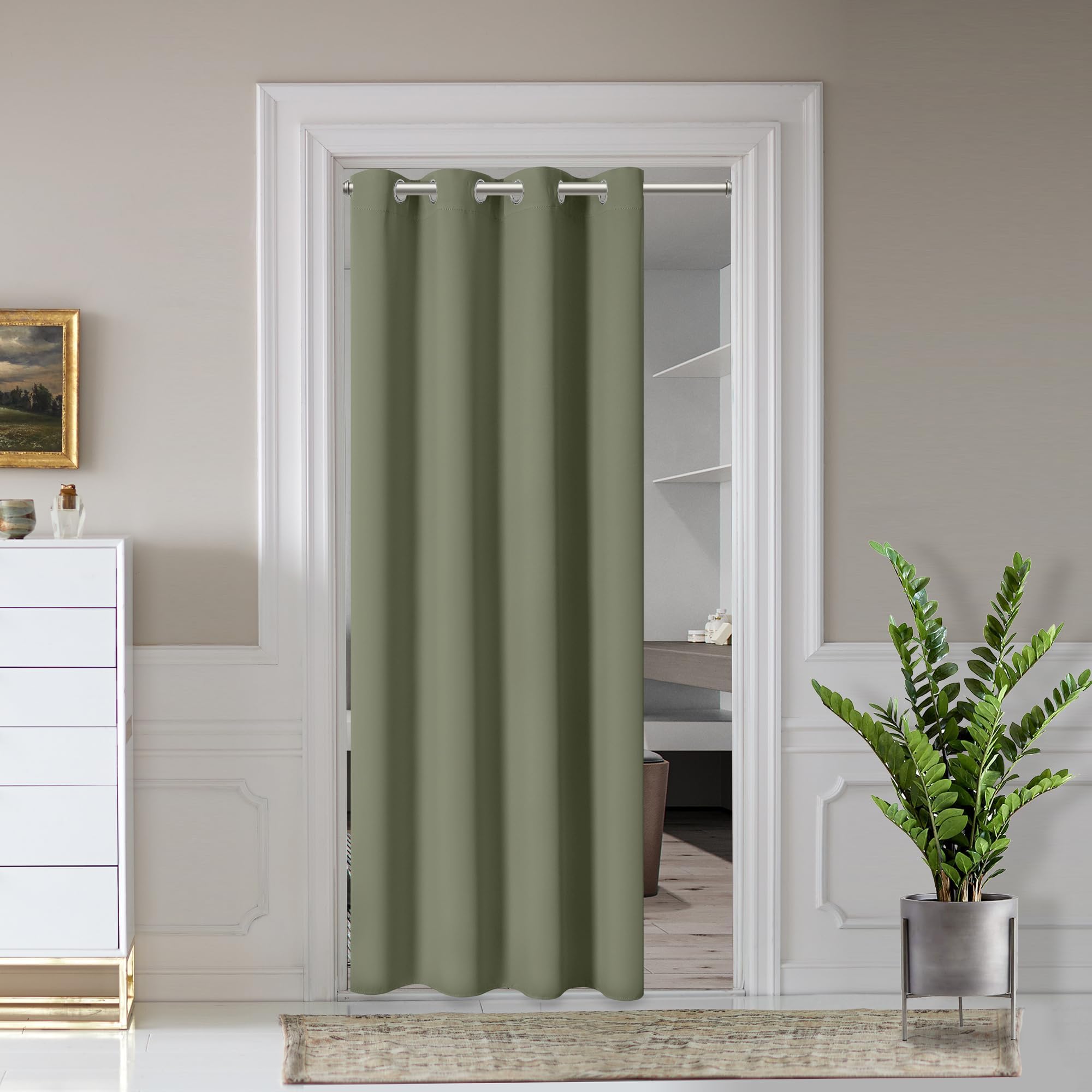 AOSKY Door Curtains for Doorway Privacy, White Grommet Closet Curtains for Bedroom, Door Window Curtain, Light Blocking Thermal Insulation Drapes for Living Room Set of 1 Panels, 25" W x 80" L