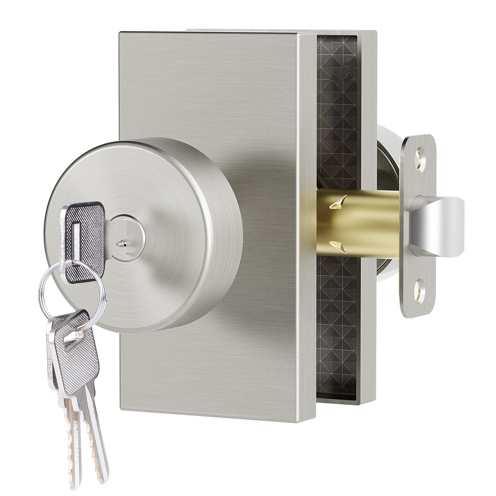 Polished Chrome Door Knobs Interior with Lock, Modern Privacy Door Knob Door Handles for Bathroom Bedroom Round