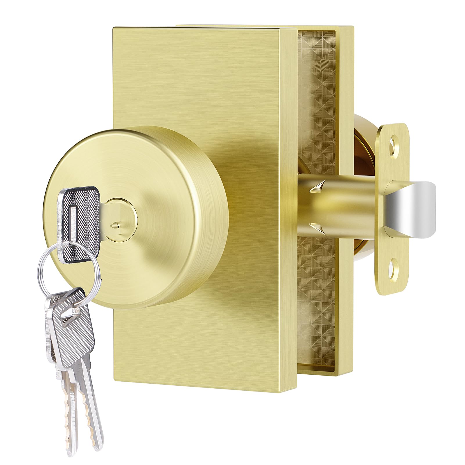 Polished Chrome Door Knobs Interior with Lock, Modern Privacy Door Knob Door Handles for Bathroom Bedroom Round