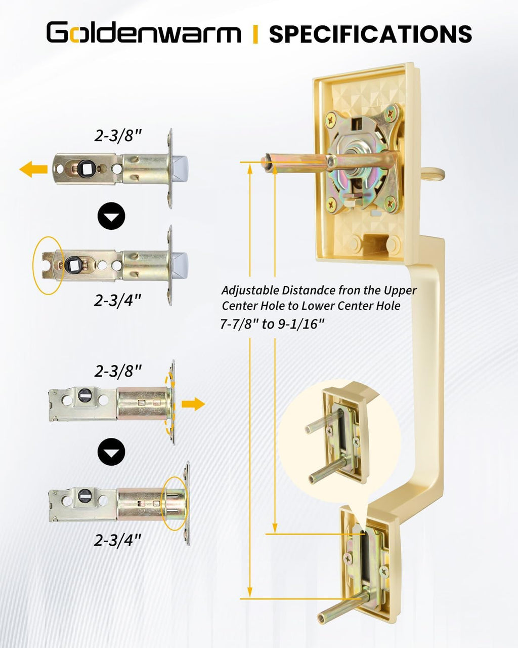 Goldenwarm Front Door Handle and Deadbolt Set, Gold Front Door Lock Set with Reversible Handle Lever, Modern Front Door Hardware, Front Door Handles and Locks