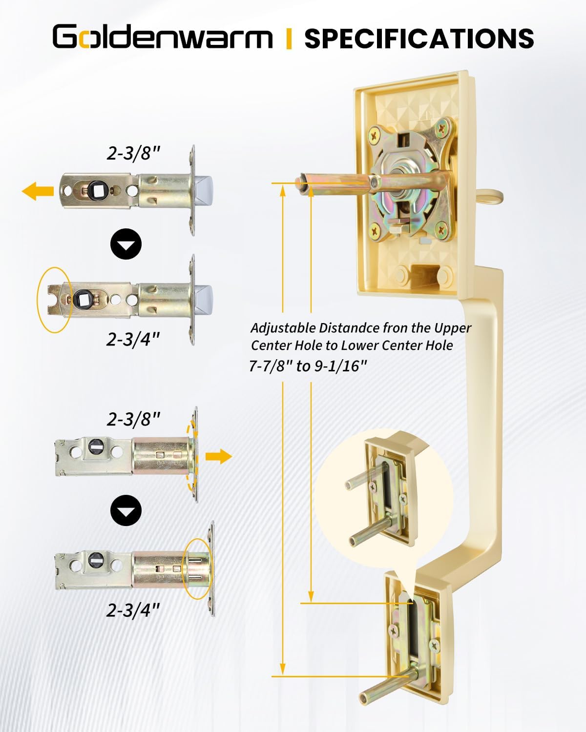 Goldenwarm Front Door Handle and Deadbolt Set, Gold Front Door Lock Set with Reversible Handle Lever, Modern Front Door Hardware, Front Door Handles and Locks