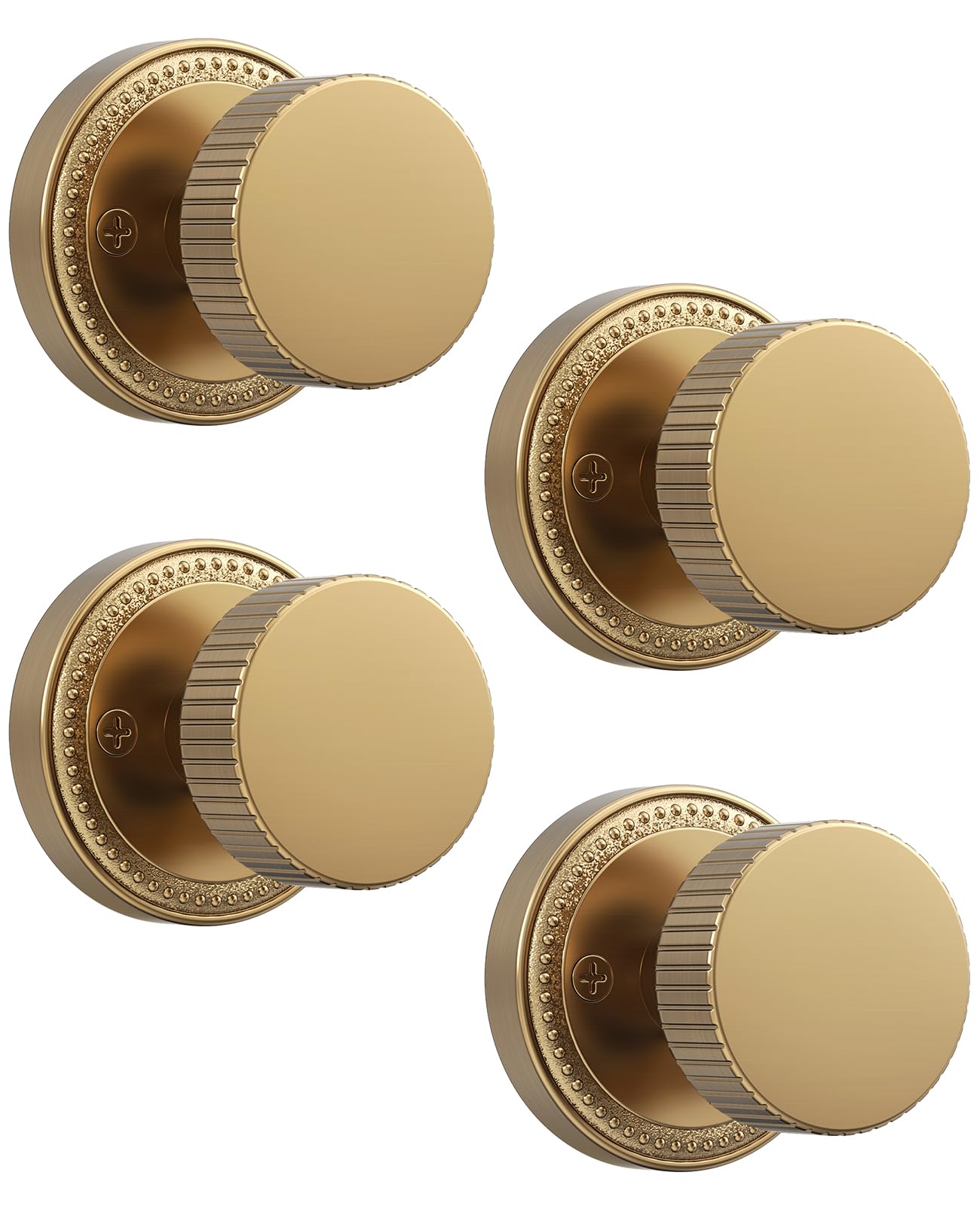 Asidrama 4 Pack Antique Brass Privacy Door Knobs with Lock, Vintage Door Handles with Antique Brass Door Knobs Interior for Bedroom or Bathroom, Heavy Duty Door Lever for Left Right Sided Doors
