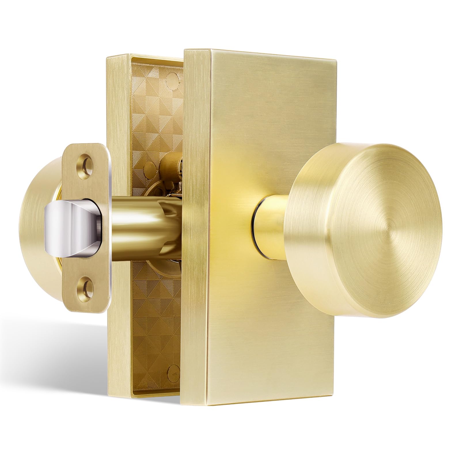 Polished Chrome Door Knobs Interior with Lock, Modern Privacy Door Knob Door Handles for Bathroom Bedroom Round