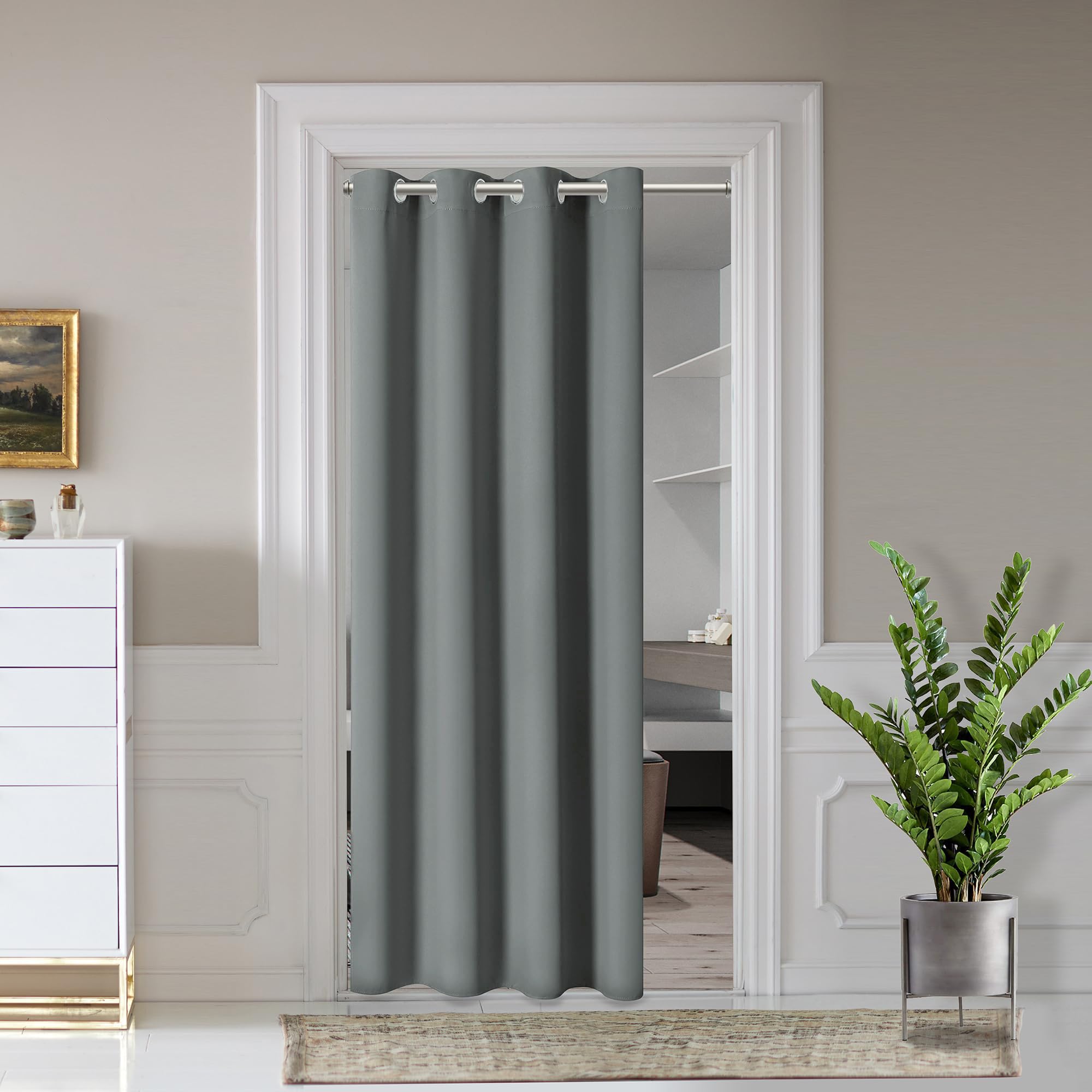AOSKY Door Curtains for Doorway Privacy, White Grommet Closet Curtains for Bedroom, Door Window Curtain, Light Blocking Thermal Insulation Drapes for Living Room Set of 1 Panels, 25" W x 80" L