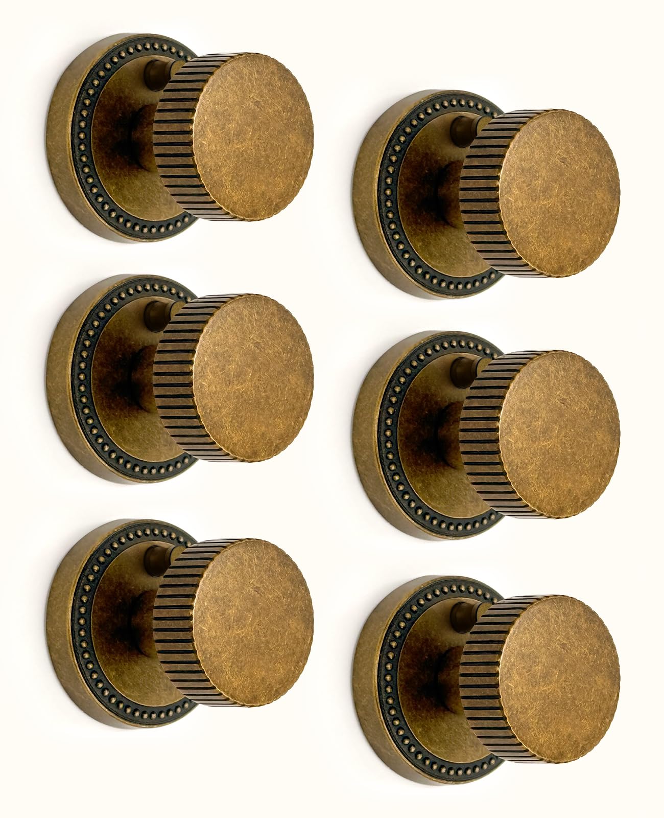 Asidrama 4 Pack Antique Brass Privacy Door Knobs with Lock, Vintage Door Handles with Antique Brass Door Knobs Interior for Bedroom or Bathroom, Heavy Duty Door Lever for Left Right Sided Doors