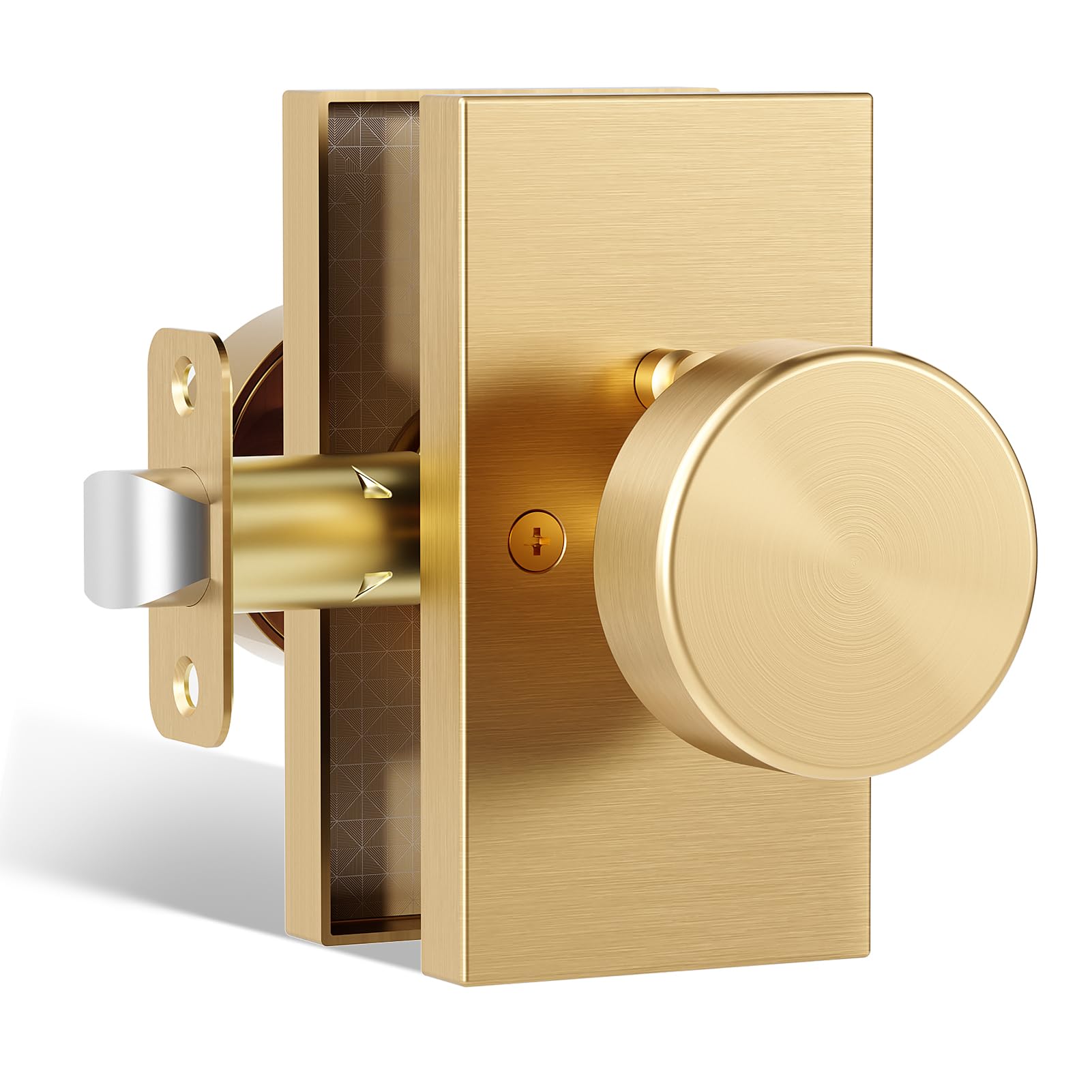 Polished Chrome Door Knobs Interior with Lock, Modern Privacy Door Knob Door Handles for Bathroom Bedroom Round