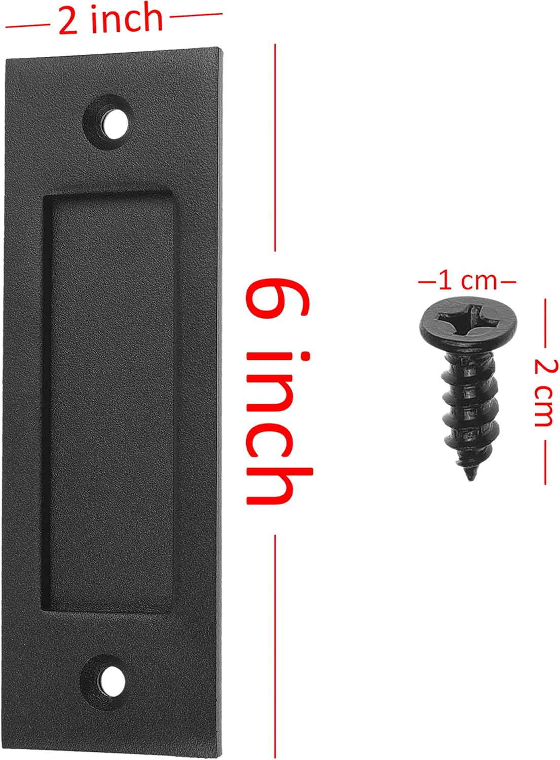 Eco-Fused 1x Sliding Barn Door Finger Pull (Black) with Self Tapping Screws - 6-Inch Solid Steel Flat Bottom Handle - Easy to Install - Ideal for Sliding Doors, Closets, Sheds, Garages