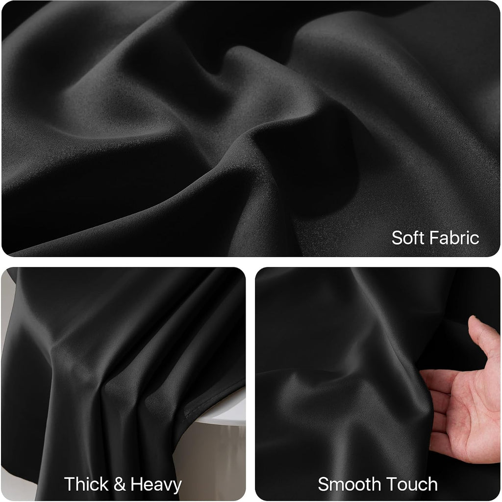 RYB HOME 100% Blackout French Door Curtain for Door Window with Dual Rod Pocket No Coating - Privacy Assured Thermal Insulated Room Darkening Drapes for Sidelight Window, W 26 x L 72, 1 Panel, Black