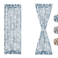 Treatmentex French Door Curtain Panels 40" Blue White Leaf Design Glass Door Curtain Not See Through Linen Textured Semi Sheer Curtain Fabric 52" w 1 Pcs